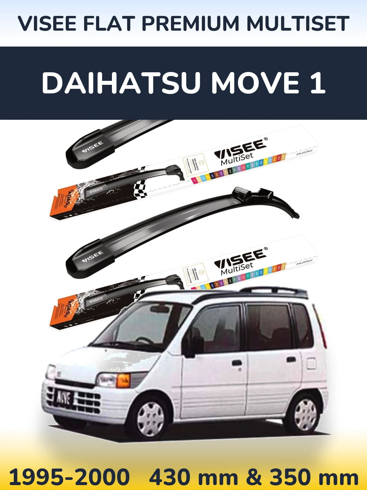 Torkarblad VISEE FLAT PREMIUM MultiSet för Daihatsu Move 1