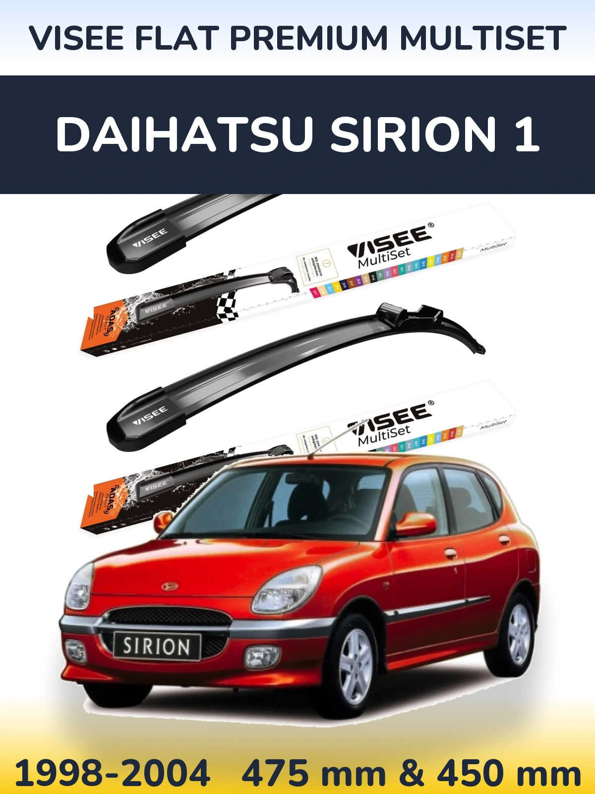 Torkarblad VISEE FLAT PREMIUM MultiSet för Daihatsu SIrion 1