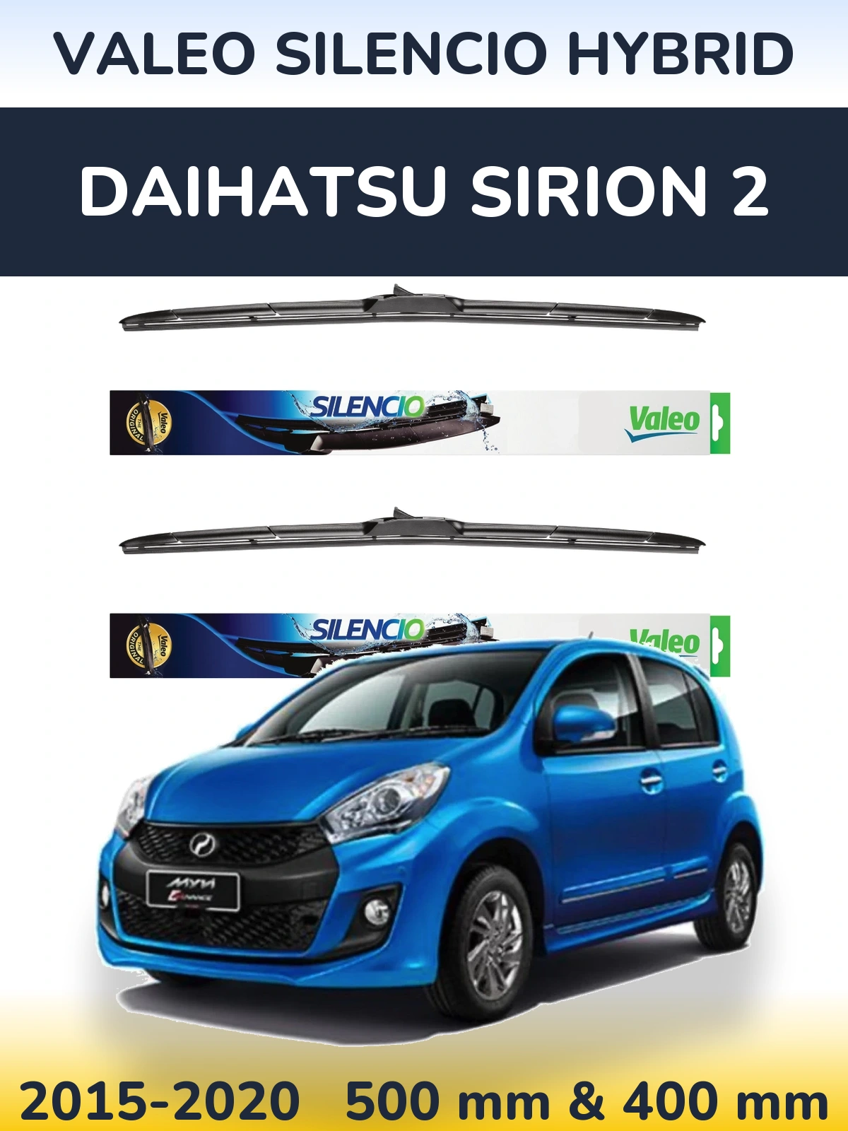 Torkarblad Valeo Silencio Hybrid för Daihatsu SIrion 2