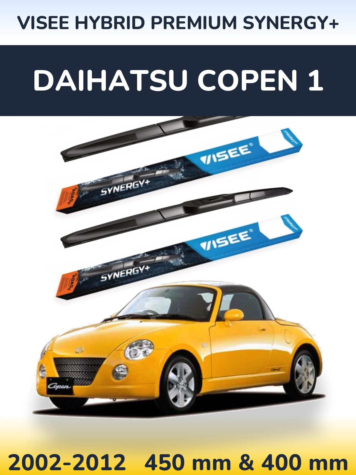 Комплект передніх щіток VISEE HYBRID PREMIUM SYNERGY+ 450 & 400 мм для Daihatsu Copen 1 2002-2012