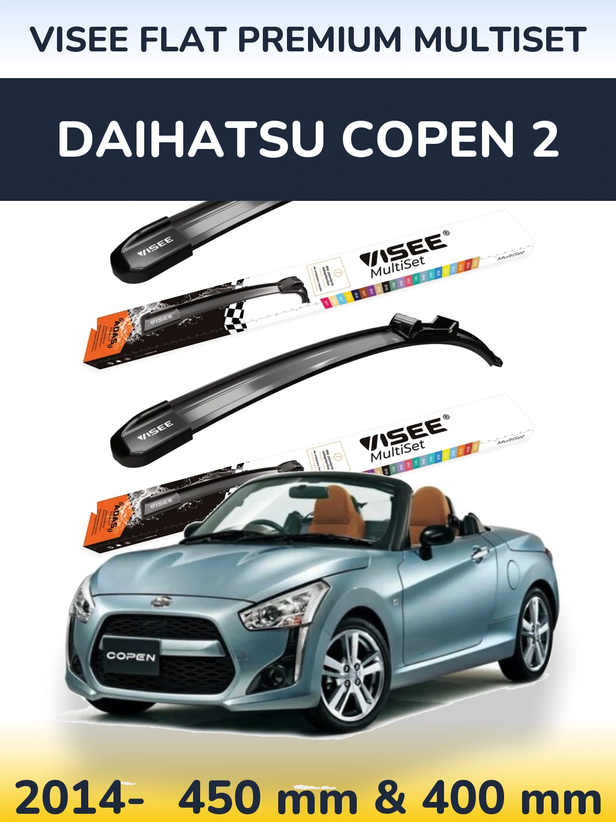 Torkarblad VISEE FLAT PREMIUM MultiSet för Daihatsu Copen 2