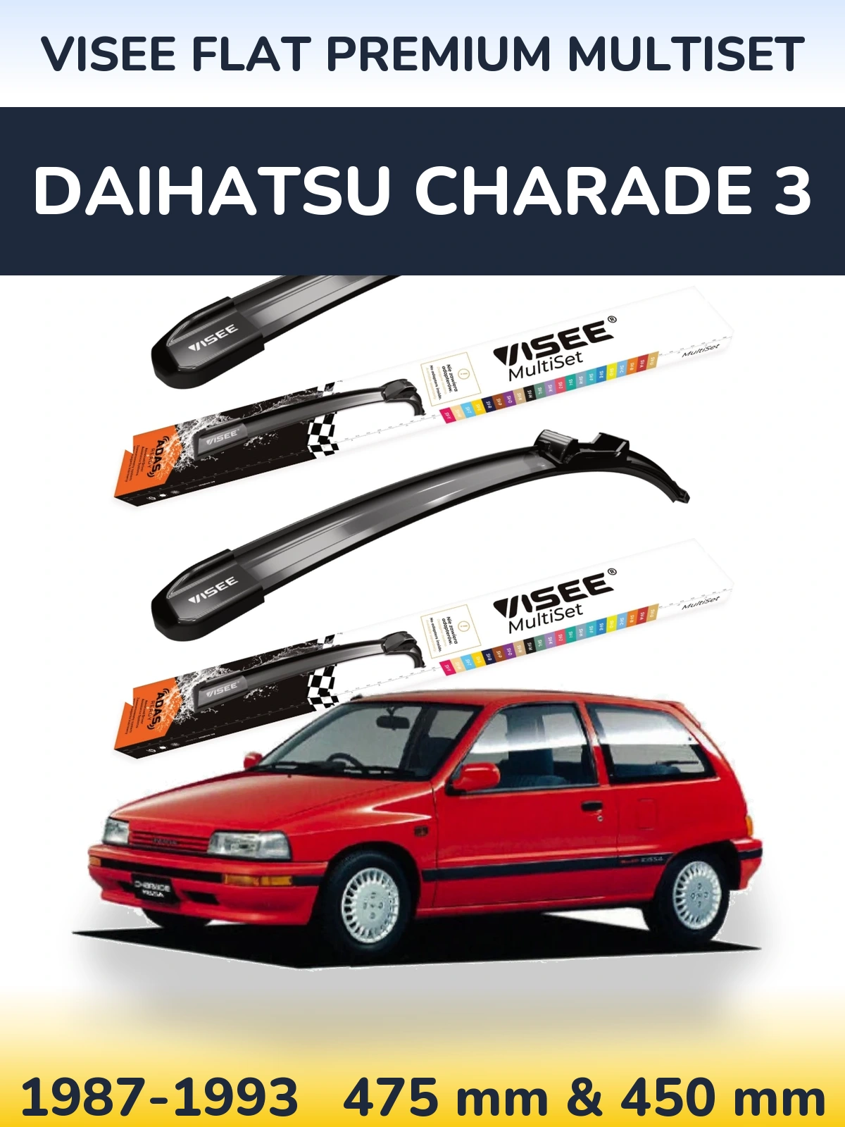 Torkarblad VISEE FLAT PREMIUM MultiSet för Daihatsu Charade 3
