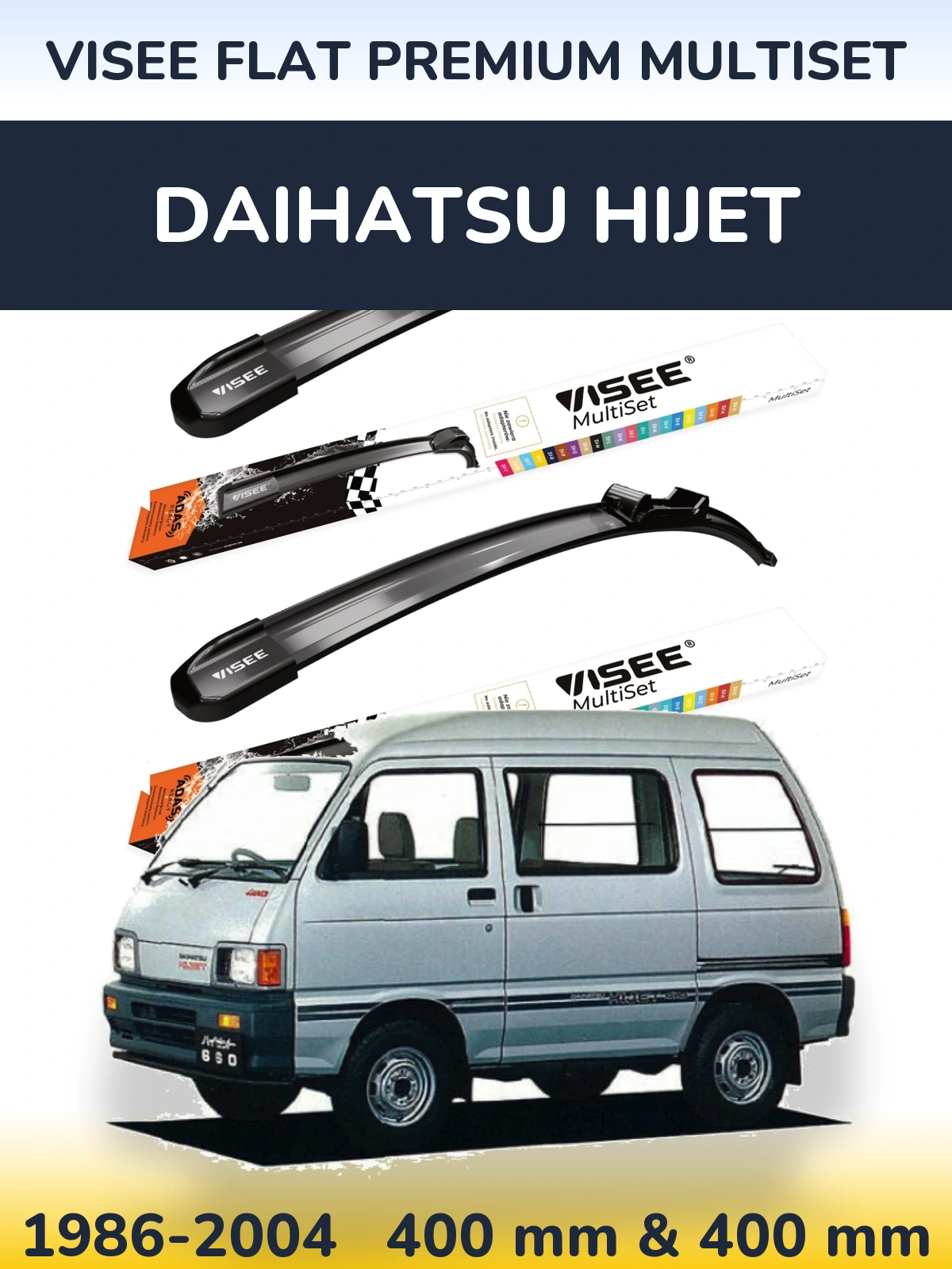 Комплект передніх щіток VISEE FLAT PREMIUM MultiSet 400 & 400 мм для Daihatsu HiJet 1986-2004