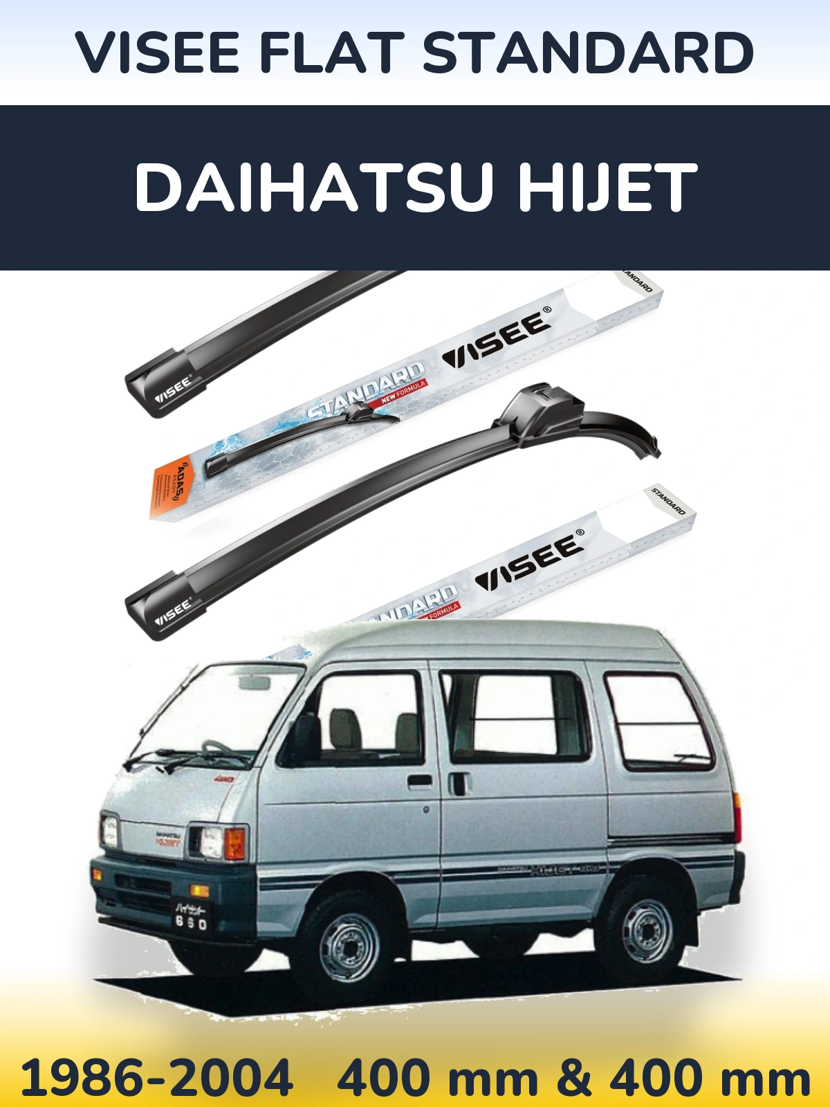 Комплект передних дворников VISEE FLAT STANDARD 400 & 400 мм для Daihatsu HiJet 1986-2004