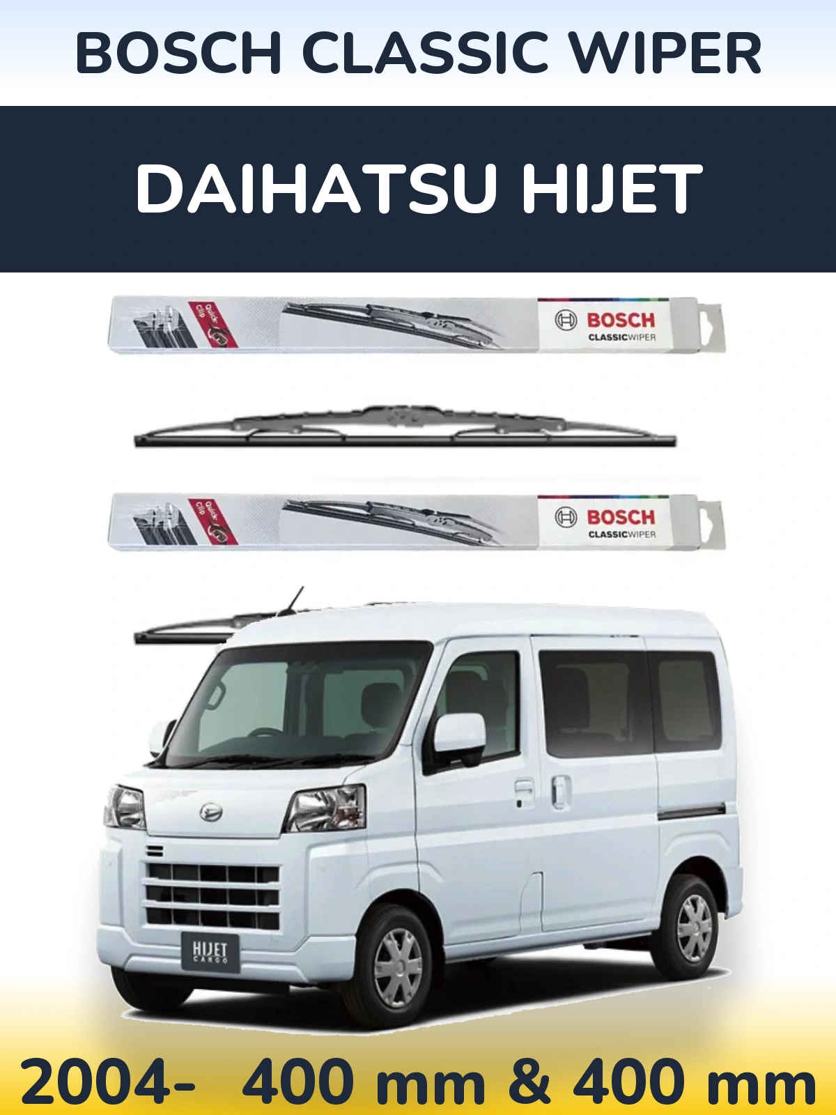Комплект передніх щіток BOSCH Classic Wiper 400 & 400 мм для Daihatsu HiJet 2004-2026