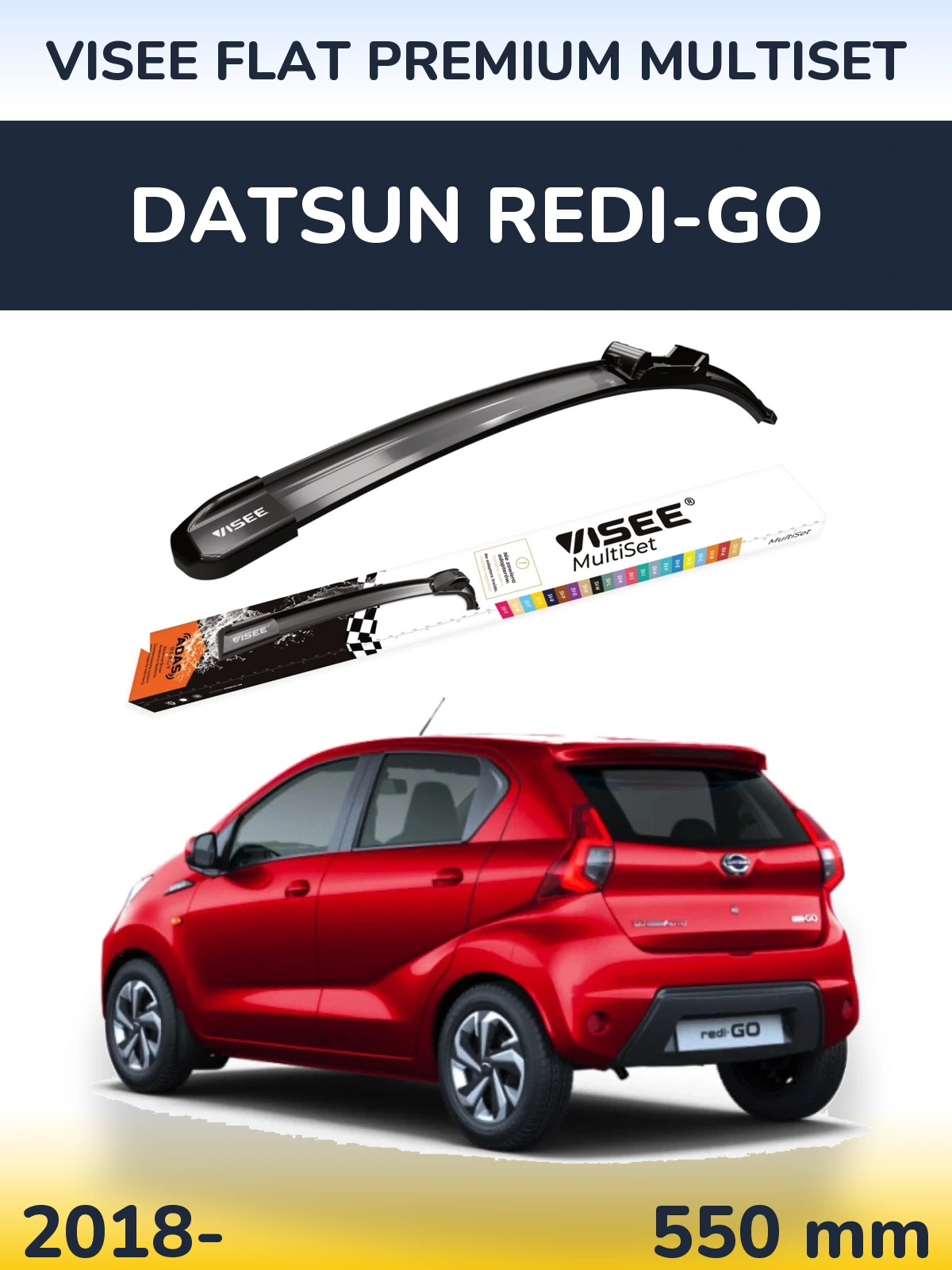 Torkarblad VISEE FLAT PREMIUM MultiSet för Datsun Redi-Go