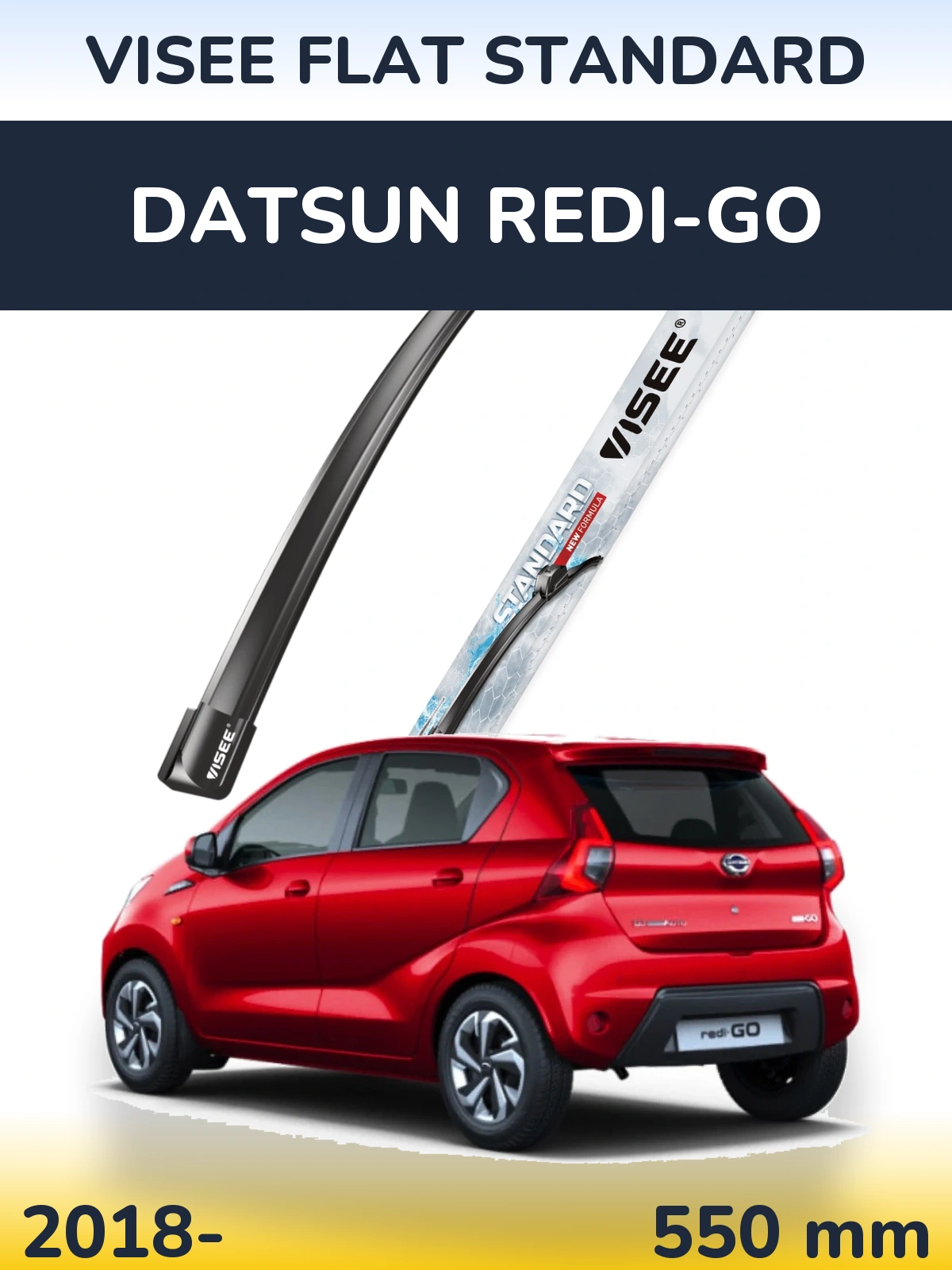 Передний дворник VISEE FLAT STANDARD 550 мм для Datsun Redi-Go 2018-2026