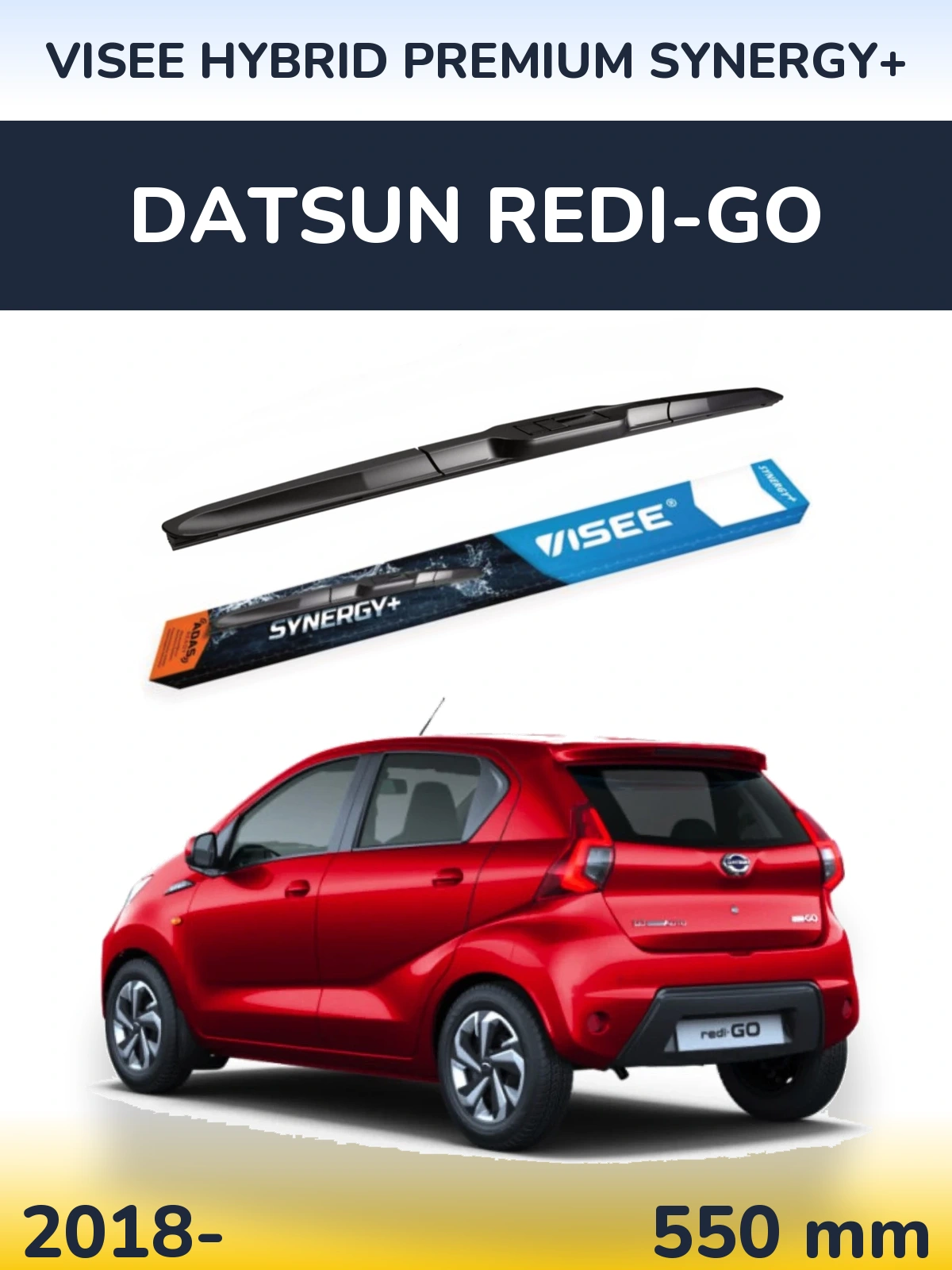 Передний дворник VISEE HYBRID PREMIUM SYNERGY+ 550 мм для Datsun Redi-Go 2018-2026