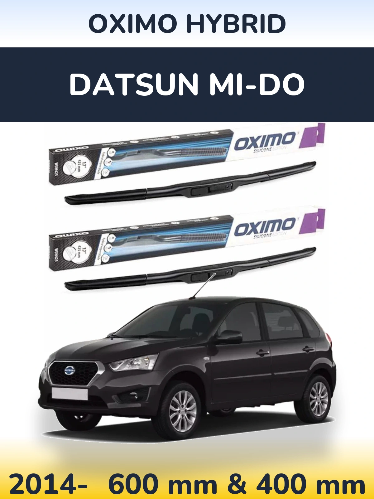 Комплект передних дворников Oximo Hybrid 600 & 400 мм для Datsun mi-DO 2014-2026