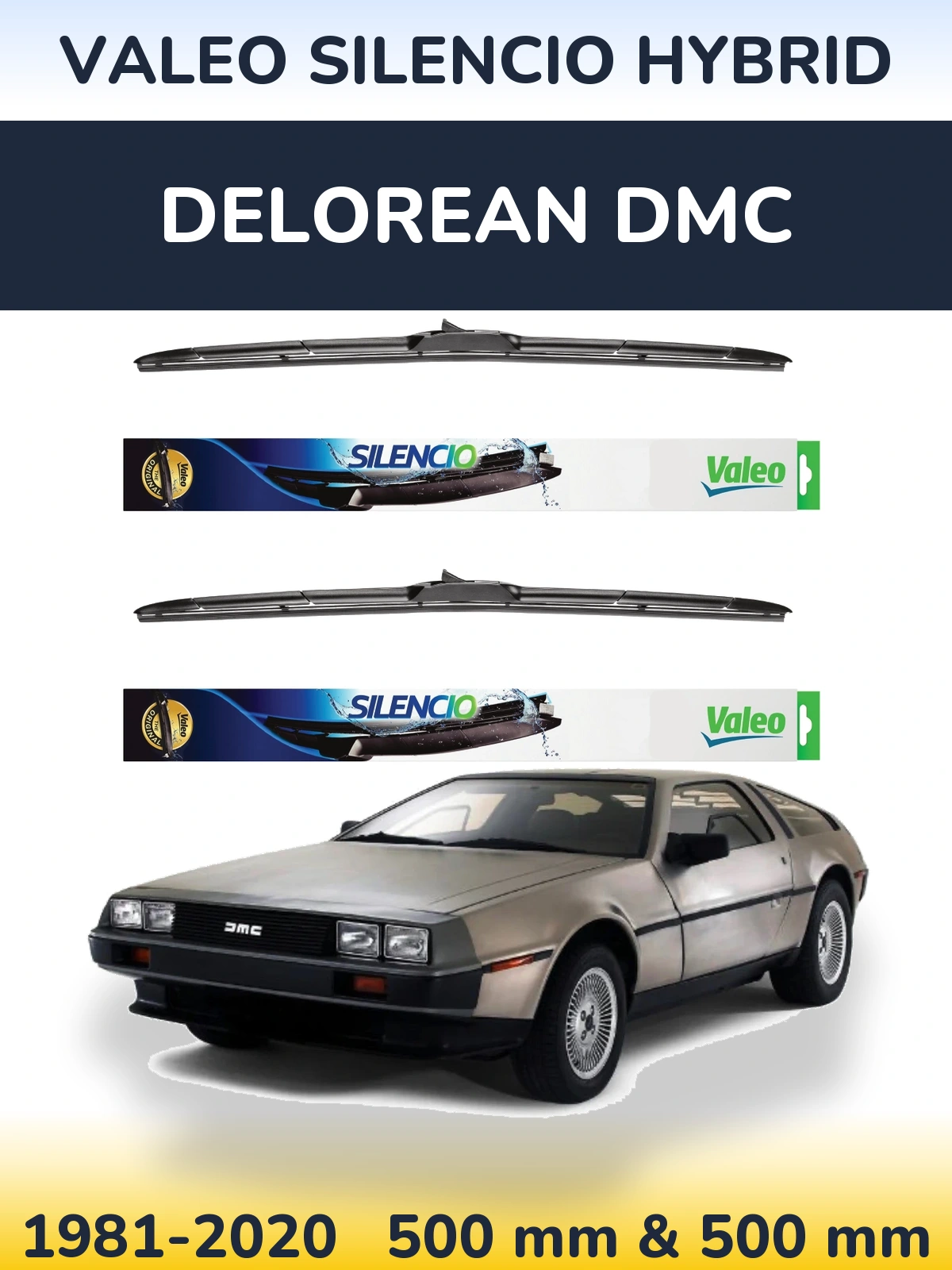 Torkarblad Valeo Silencio Hybrid för DeLorean DMC