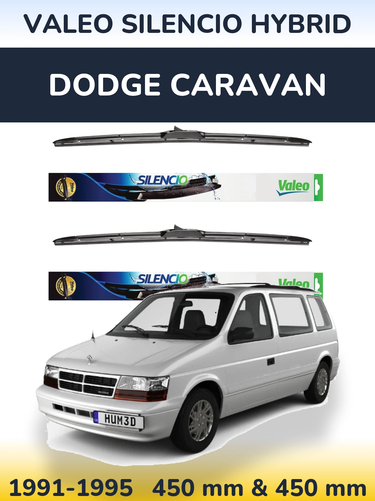 Torkarblad Valeo Silencio Hybrid för Dodge Caravan