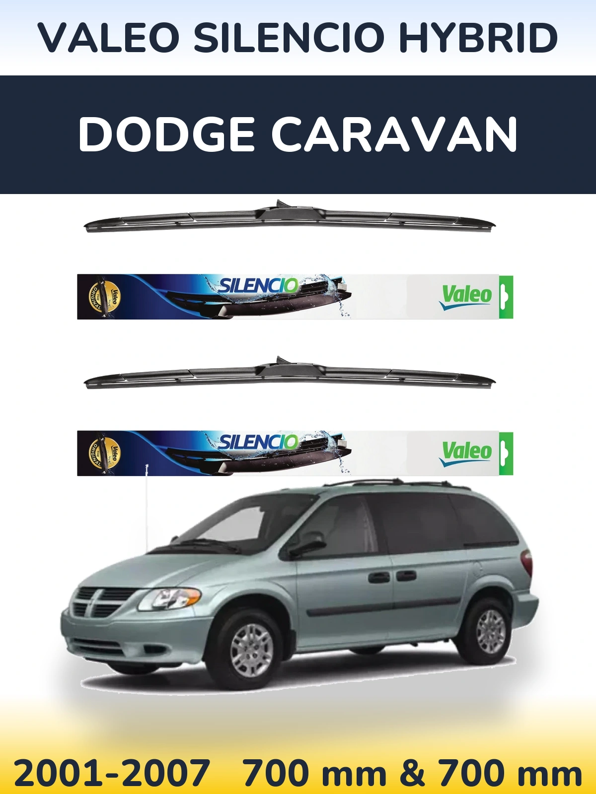 Torkarblad Valeo Silencio Hybrid för Dodge Caravan