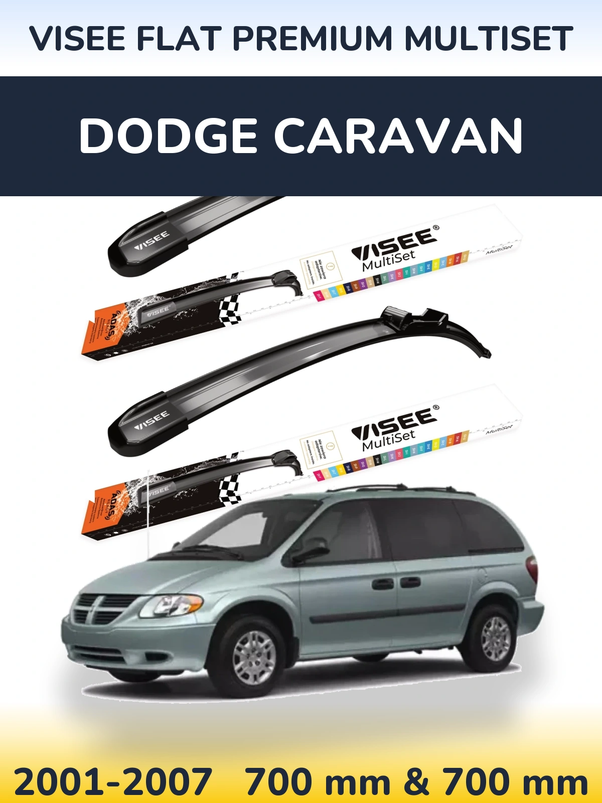 Torkarblad VISEE FLAT PREMIUM MultiSet för Dodge Caravan