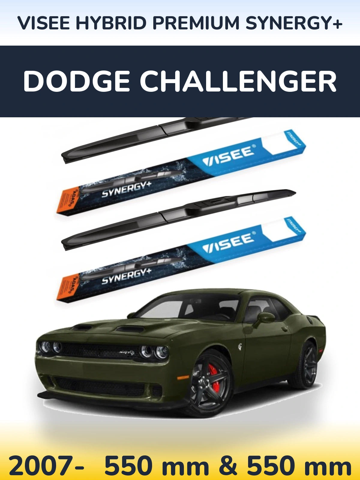 Комплект передних дворников VISEE HYBRID PREMIUM SYNERGY+ 550 & 550 мм для Dodge Challenger 2007-2026
