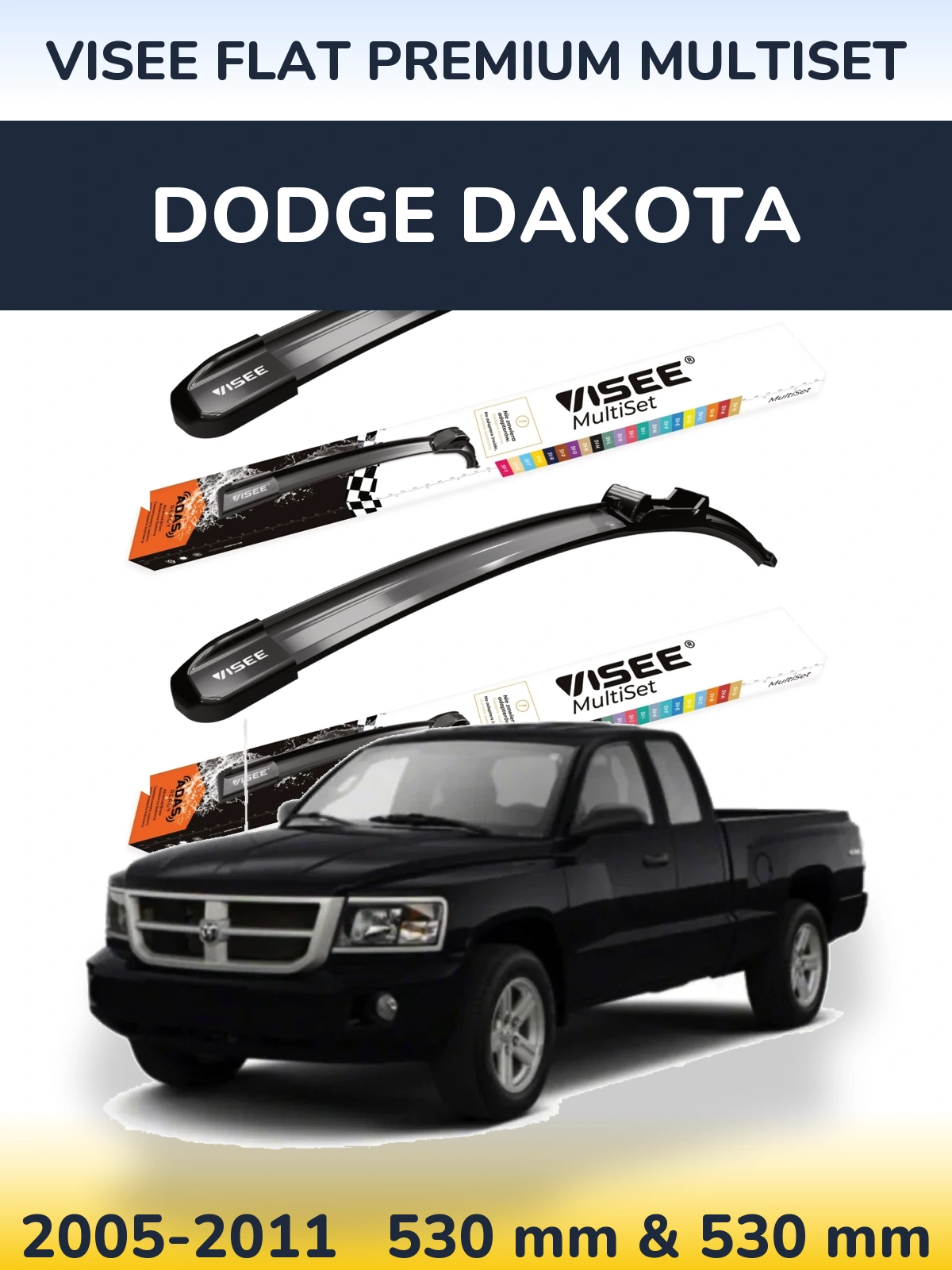 Torkarblad VISEE FLAT PREMIUM MultiSet för Dodge Dakota