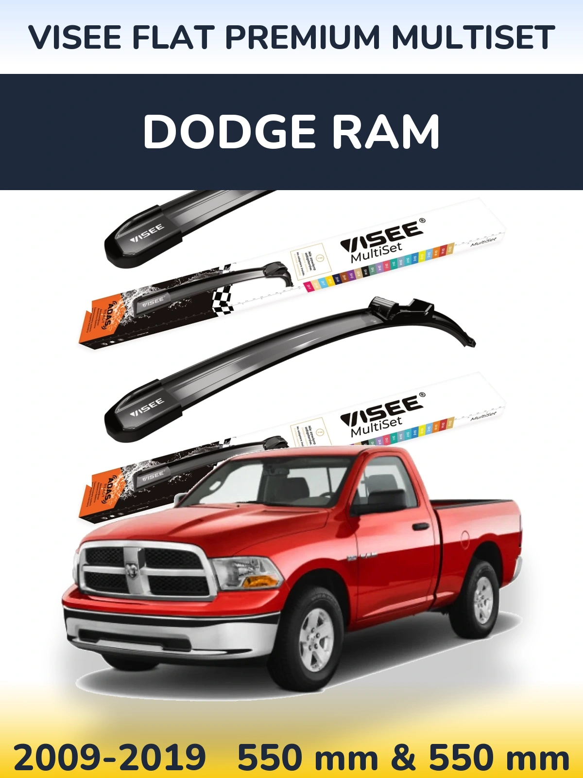Torkarblad VISEE FLAT PREMIUM MultiSet för Dodge RAM