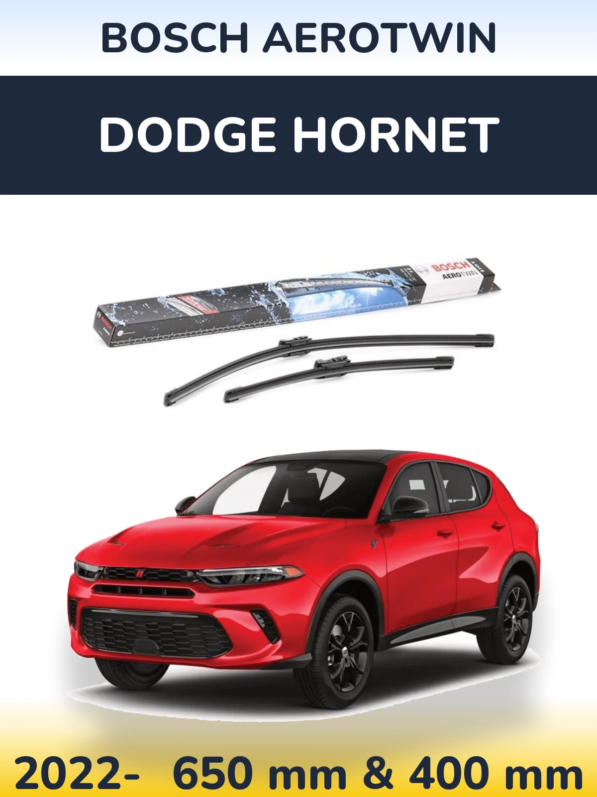 Комплект передних дворников BOSCH AeroTwin 650 & 400 мм для Dodge Hornet 2022-2026