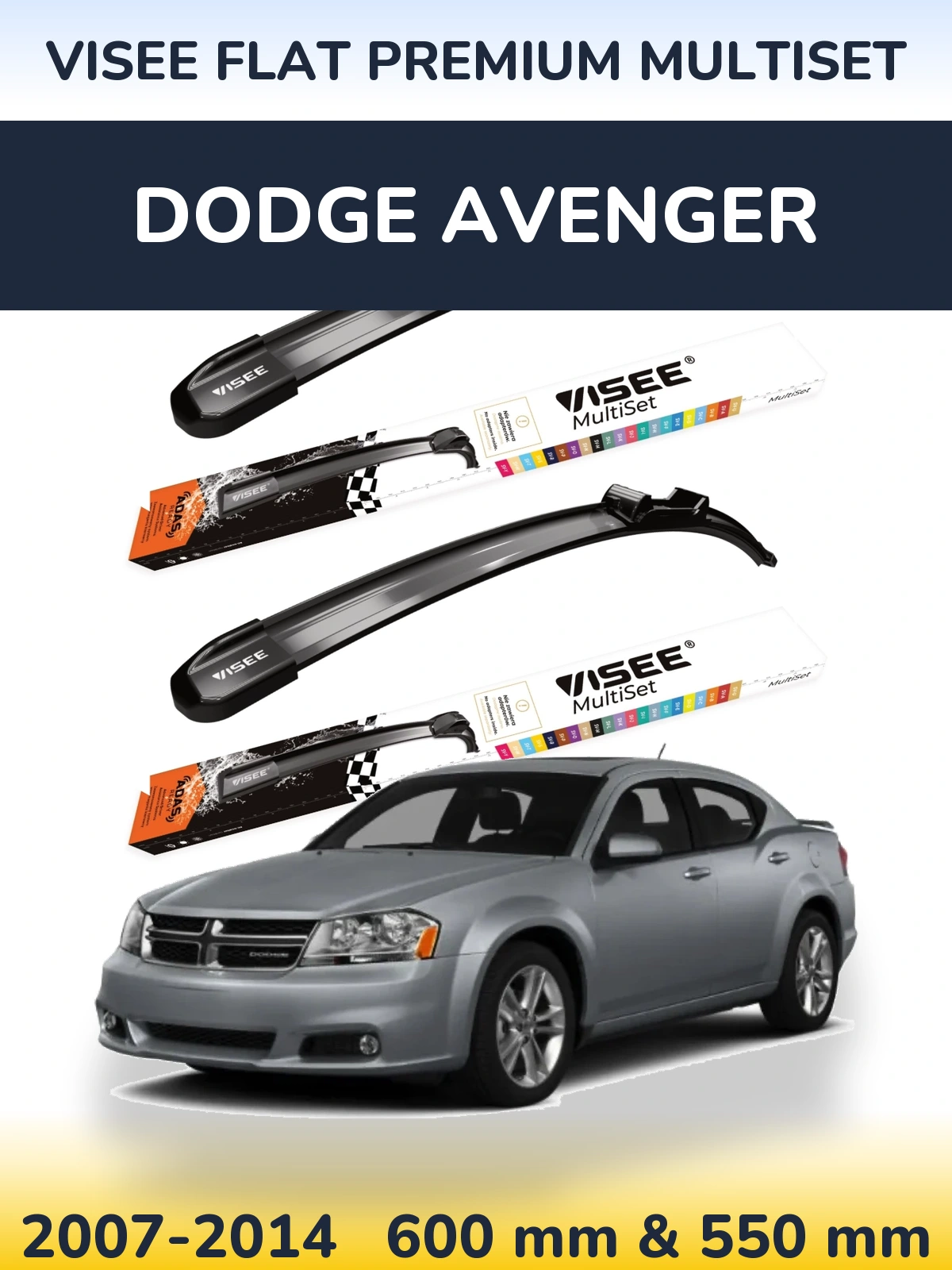 Torkarblad VISEE FLAT PREMIUM MultiSet för Dodge Avenger