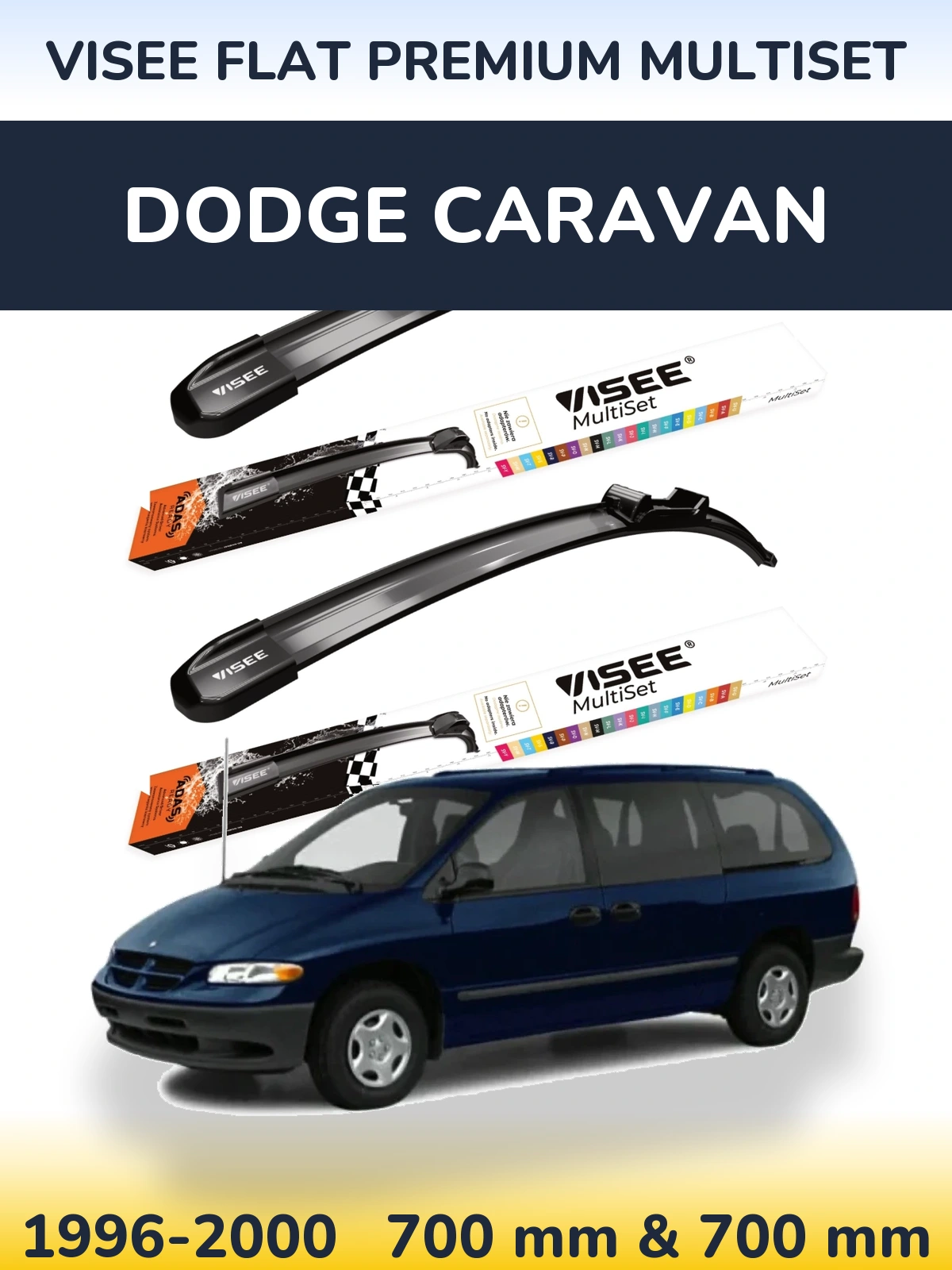 Torkarblad VISEE FLAT PREMIUM MultiSet för Dodge Caravan