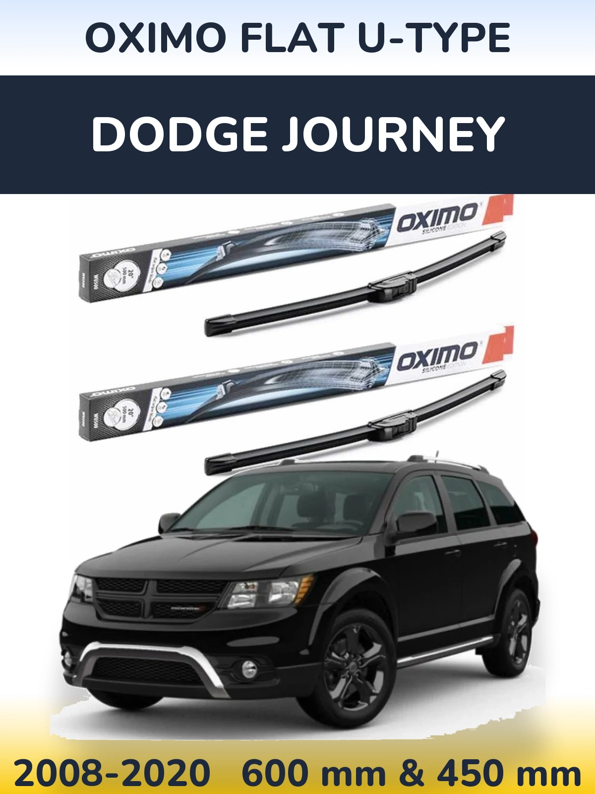 Комплект передніх щіток Oximo Flat U-type 600 & 450 мм для Dodge Journey 2008-2020
