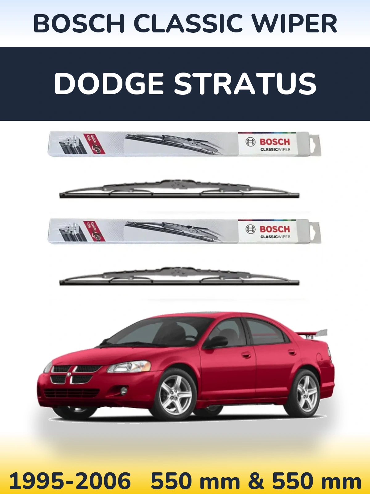 Комплект передних дворников BOSCH Classic Wiper 550 & 550 мм для Dodge Stratus 1995-2006