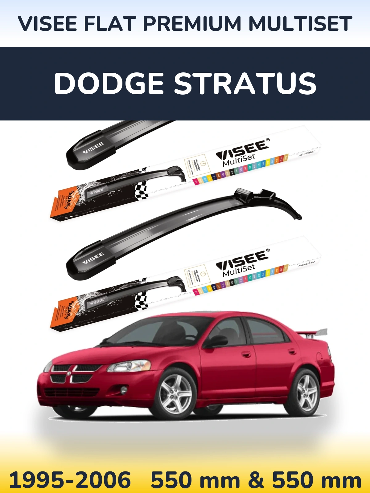 Torkarblad VISEE FLAT PREMIUM MultiSet för Dodge Stratus