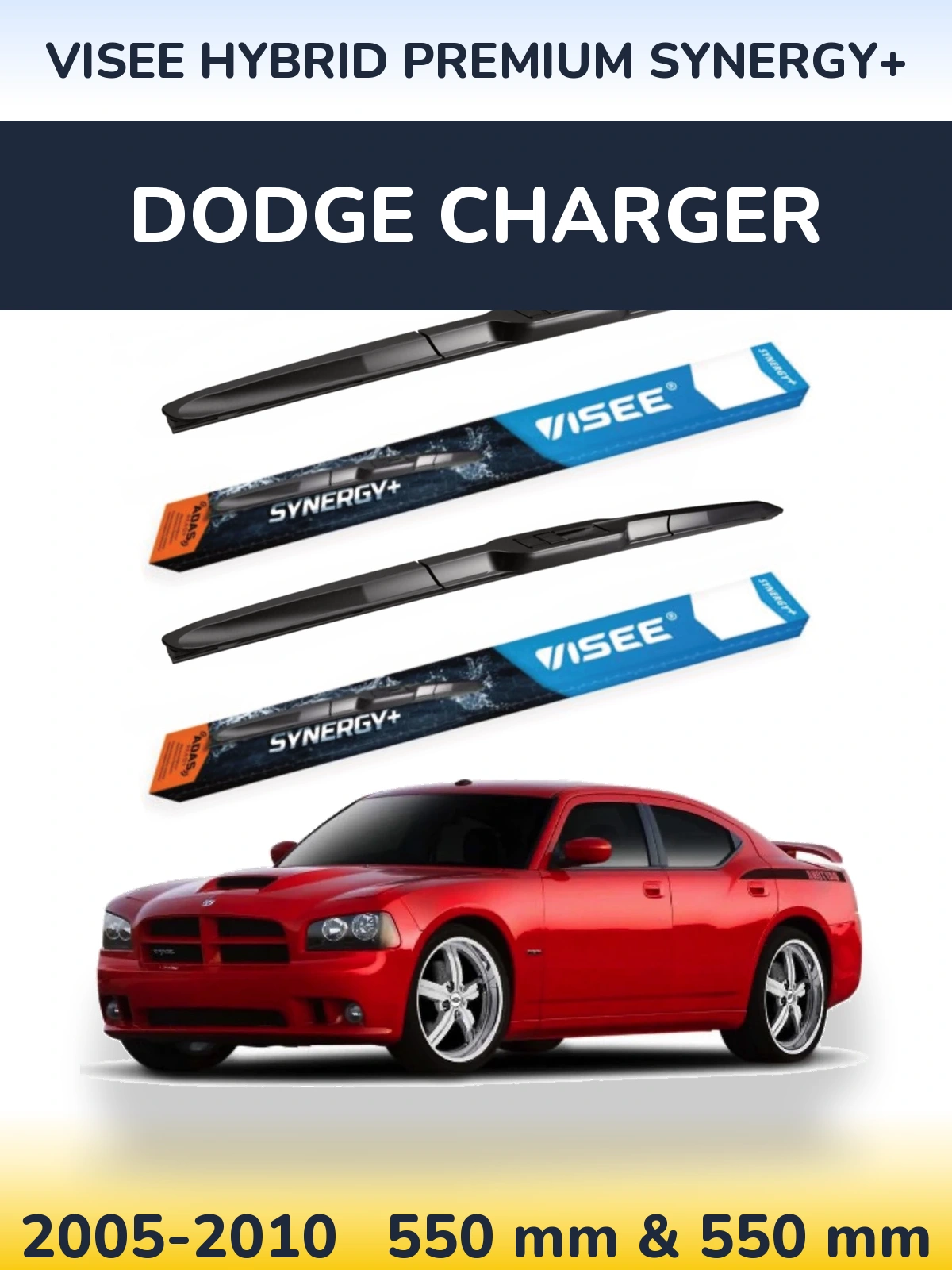 Комплект передних дворников VISEE HYBRID PREMIUM SYNERGY+ 550 & 550 мм для Dodge Charger 2005-2010