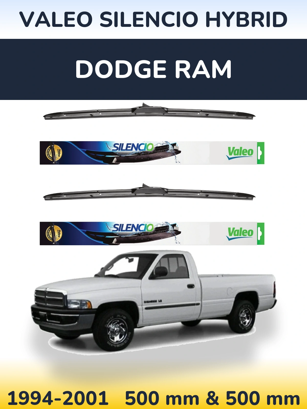 Torkarblad Valeo Silencio Hybrid för Dodge RAM