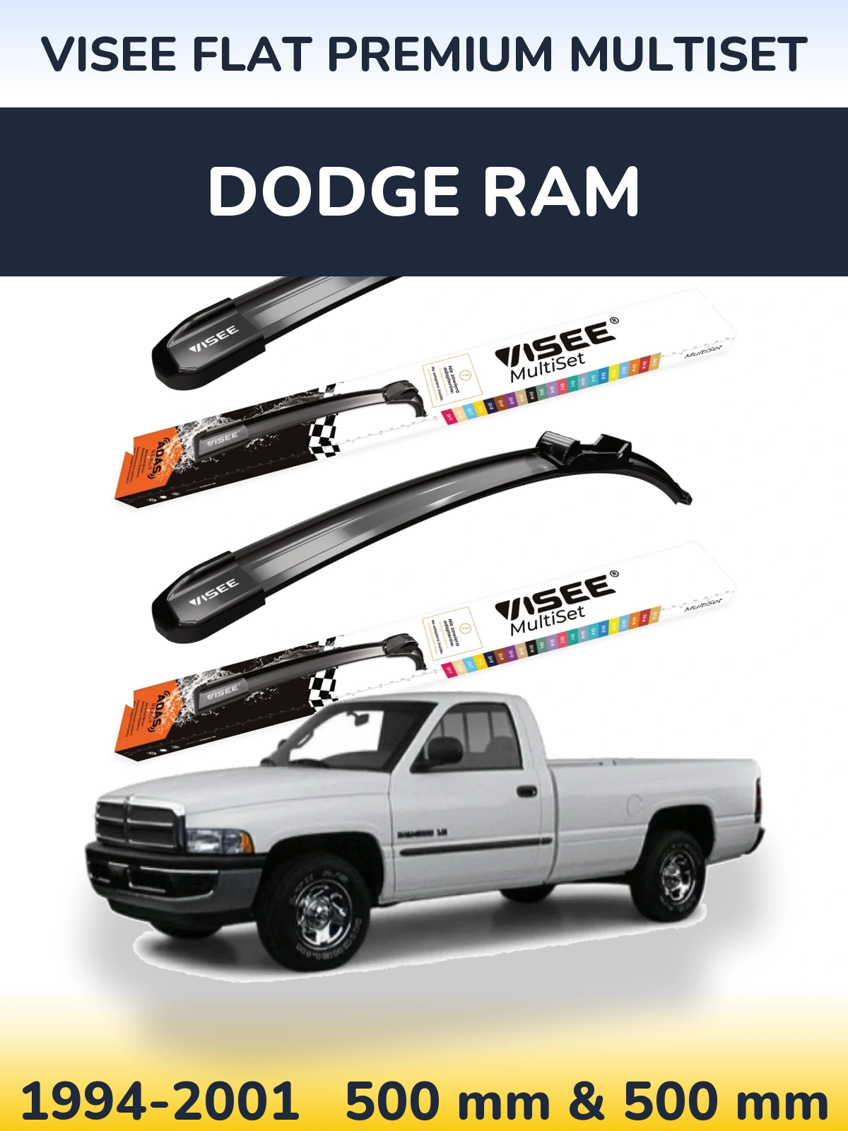 Torkarblad VISEE FLAT PREMIUM MultiSet för Dodge RAM