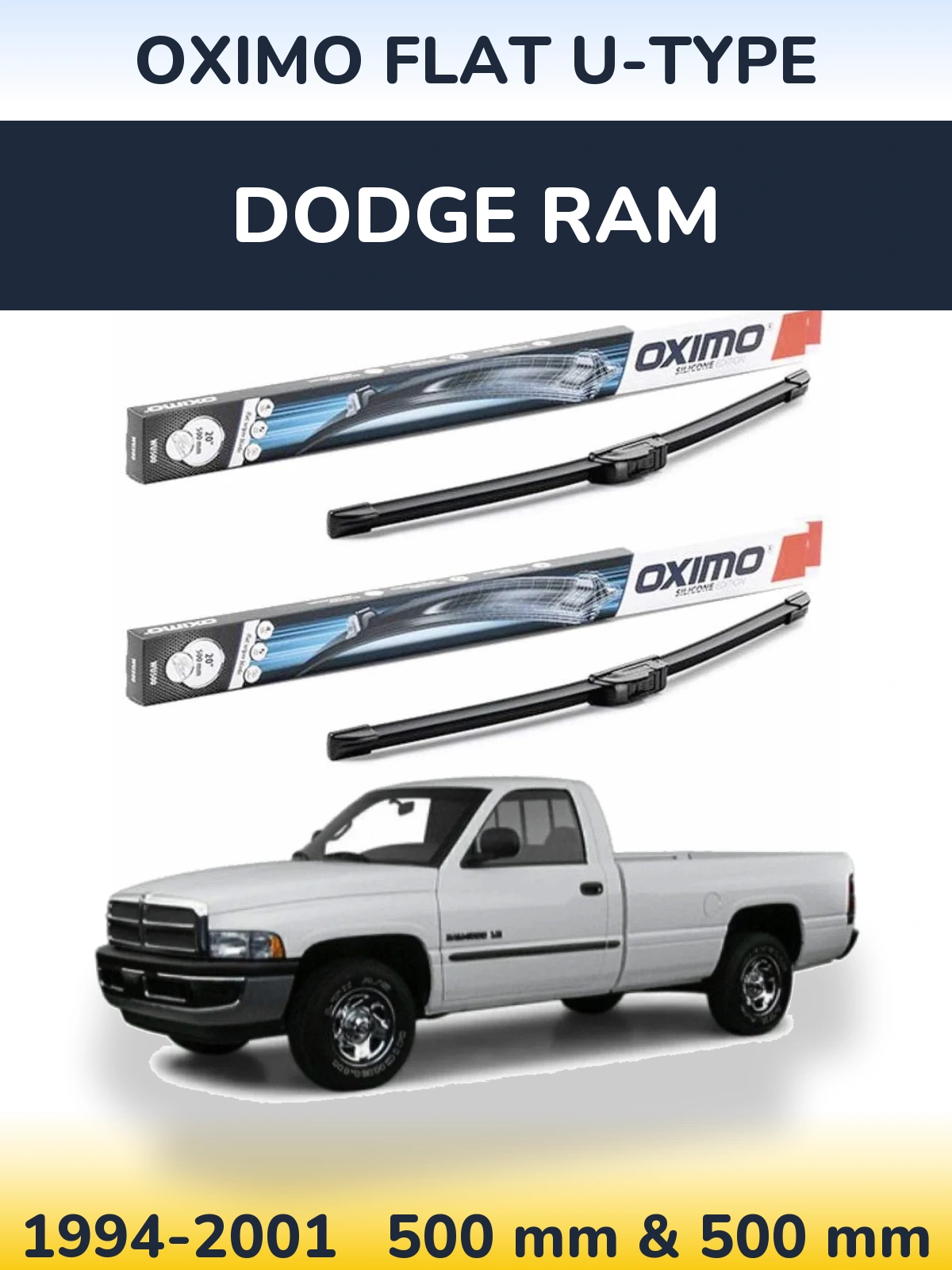 Torkarblad Oximo Flat U-type för Dodge RAM