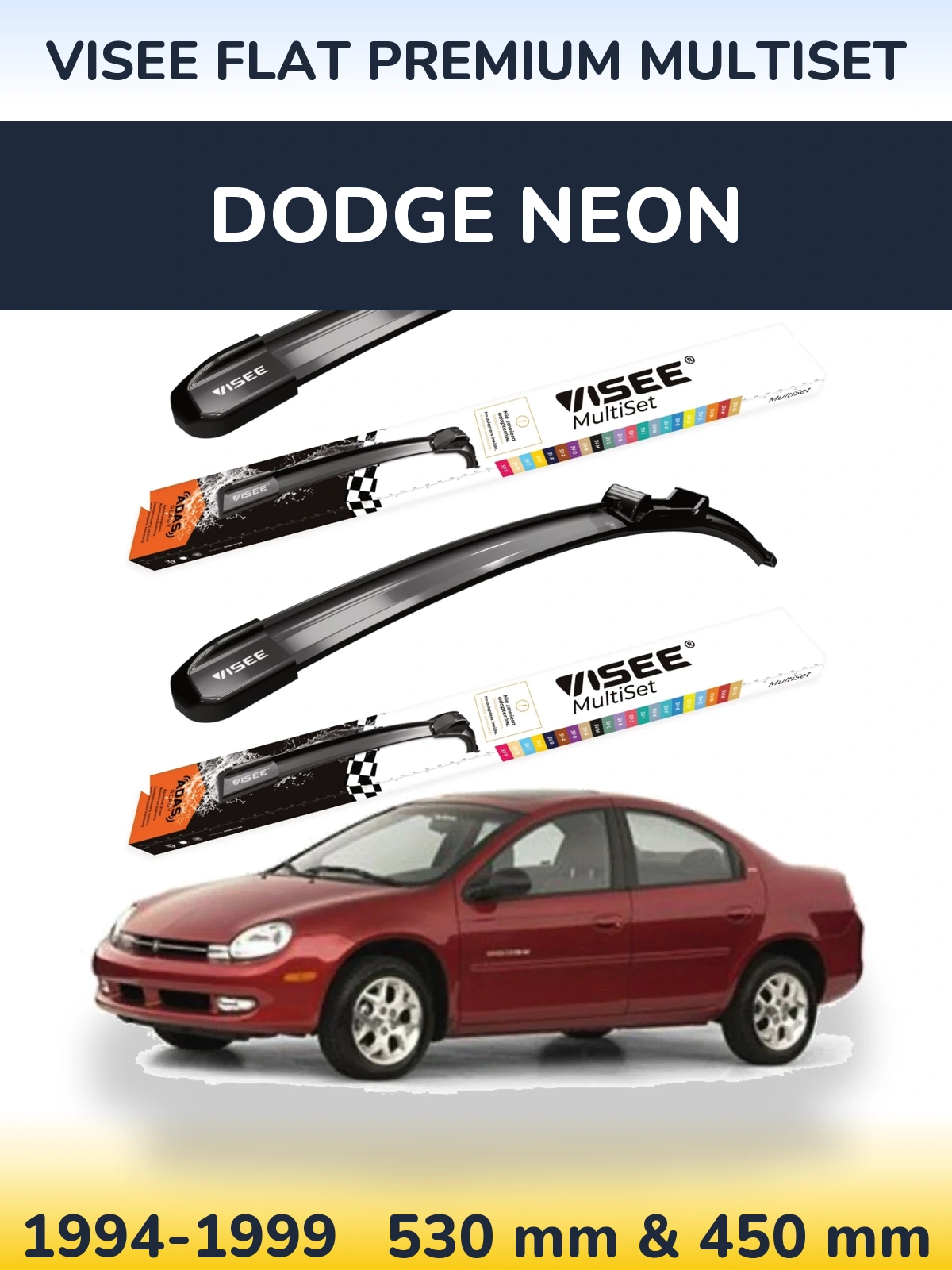 Torkarblad VISEE FLAT PREMIUM MultiSet för Dodge Neon