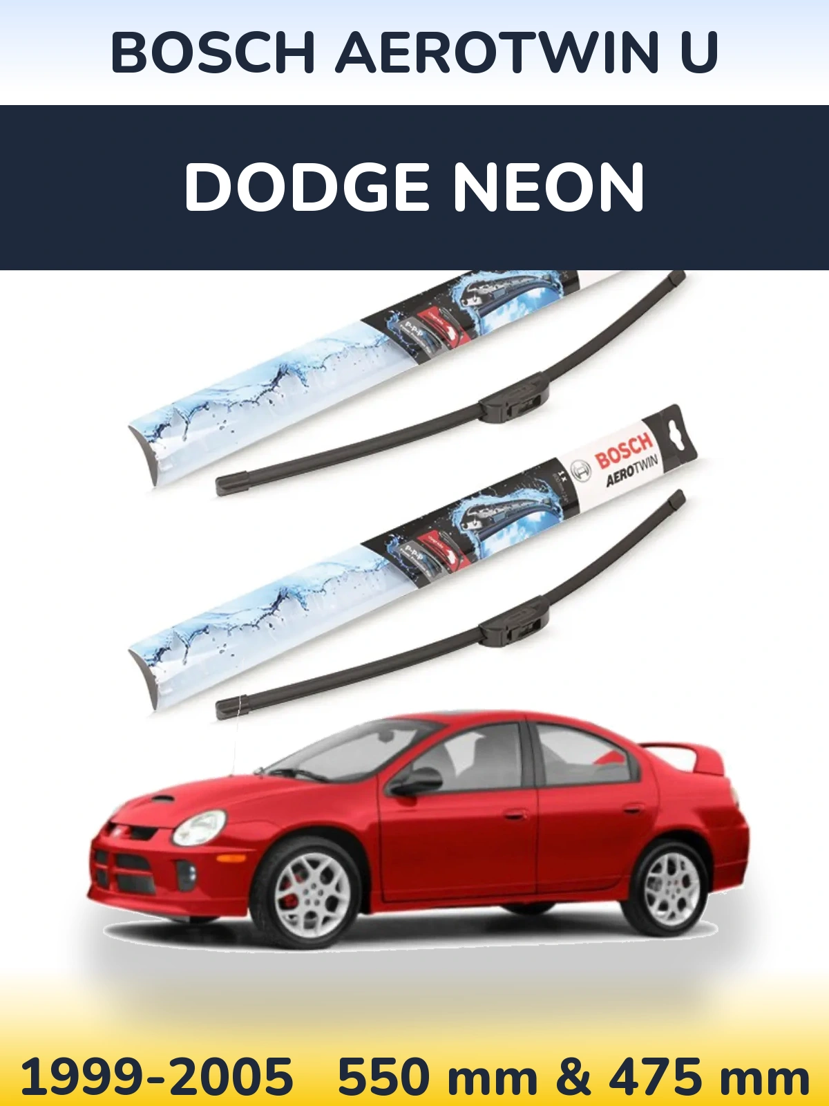 Комплект передних дворников BOSCH AeroTwin U 550 & 475 мм для Dodge Neon 1999-2005