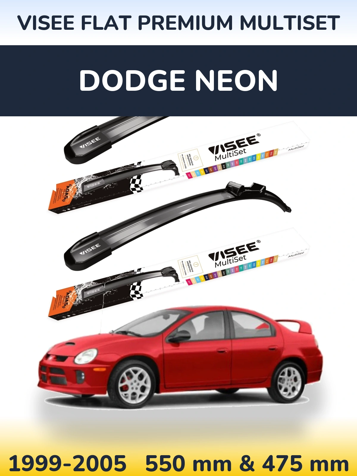 Torkarblad VISEE FLAT PREMIUM MultiSet för Dodge Neon