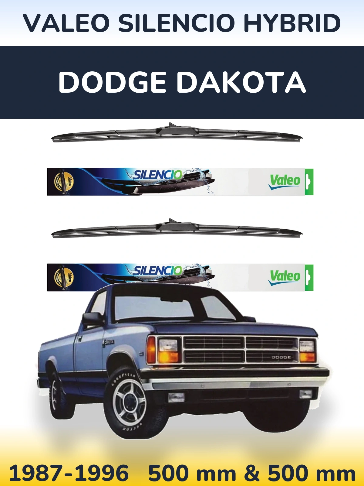 Torkarblad Valeo Silencio Hybrid för Dodge Dakota