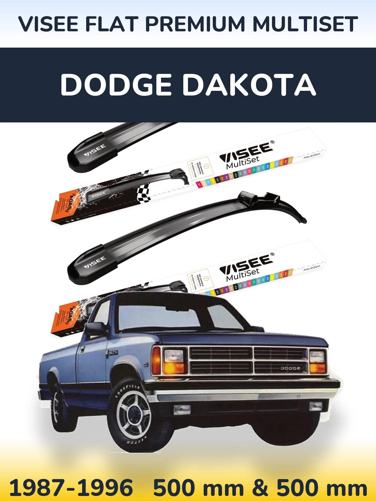 Torkarblad VISEE FLAT PREMIUM MultiSet för Dodge Dakota
