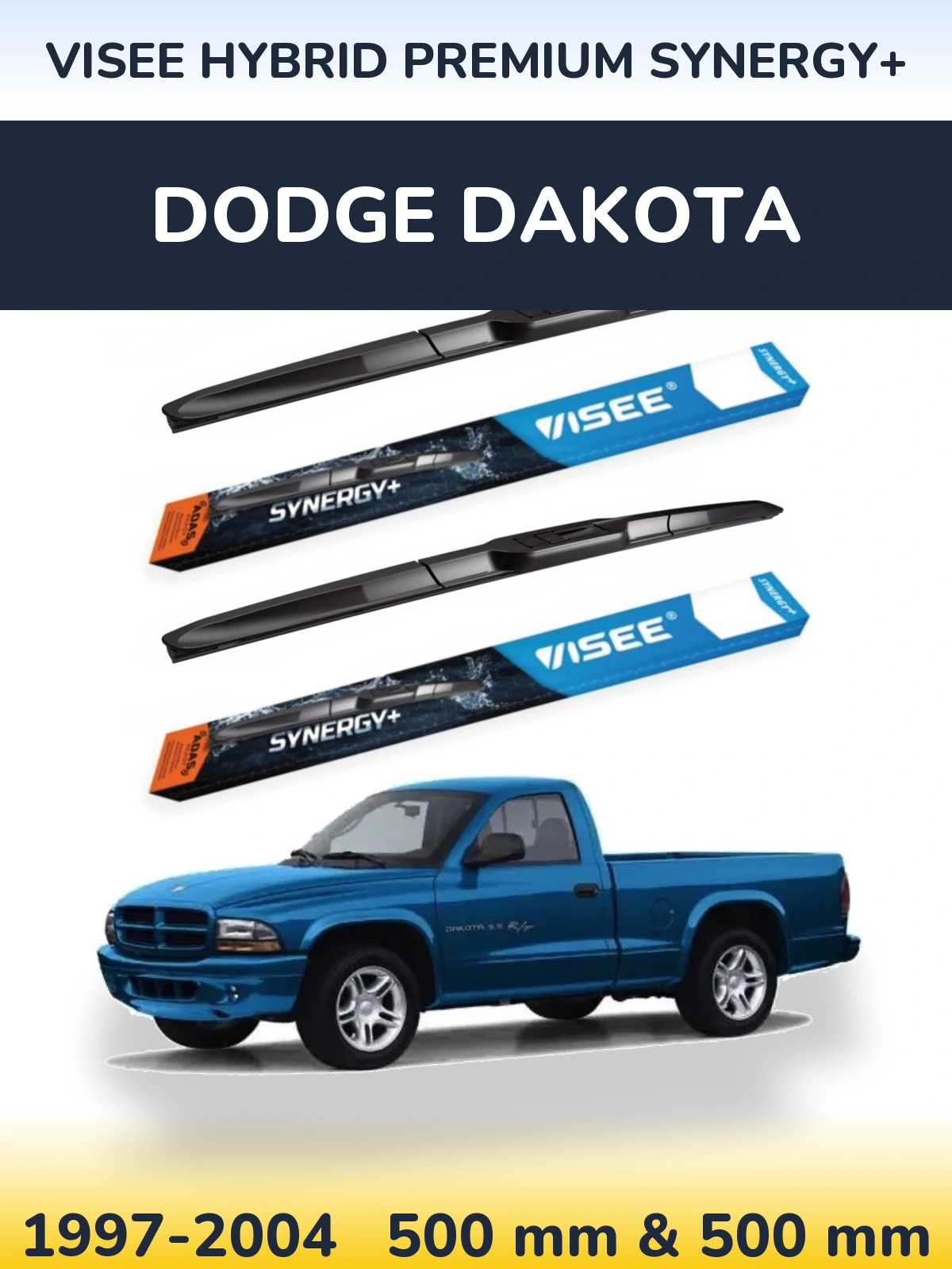 Комплект передніх щіток VISEE HYBRID PREMIUM SYNERGY+ 500 & 500 мм для Dodge Dakota 1997-2004
