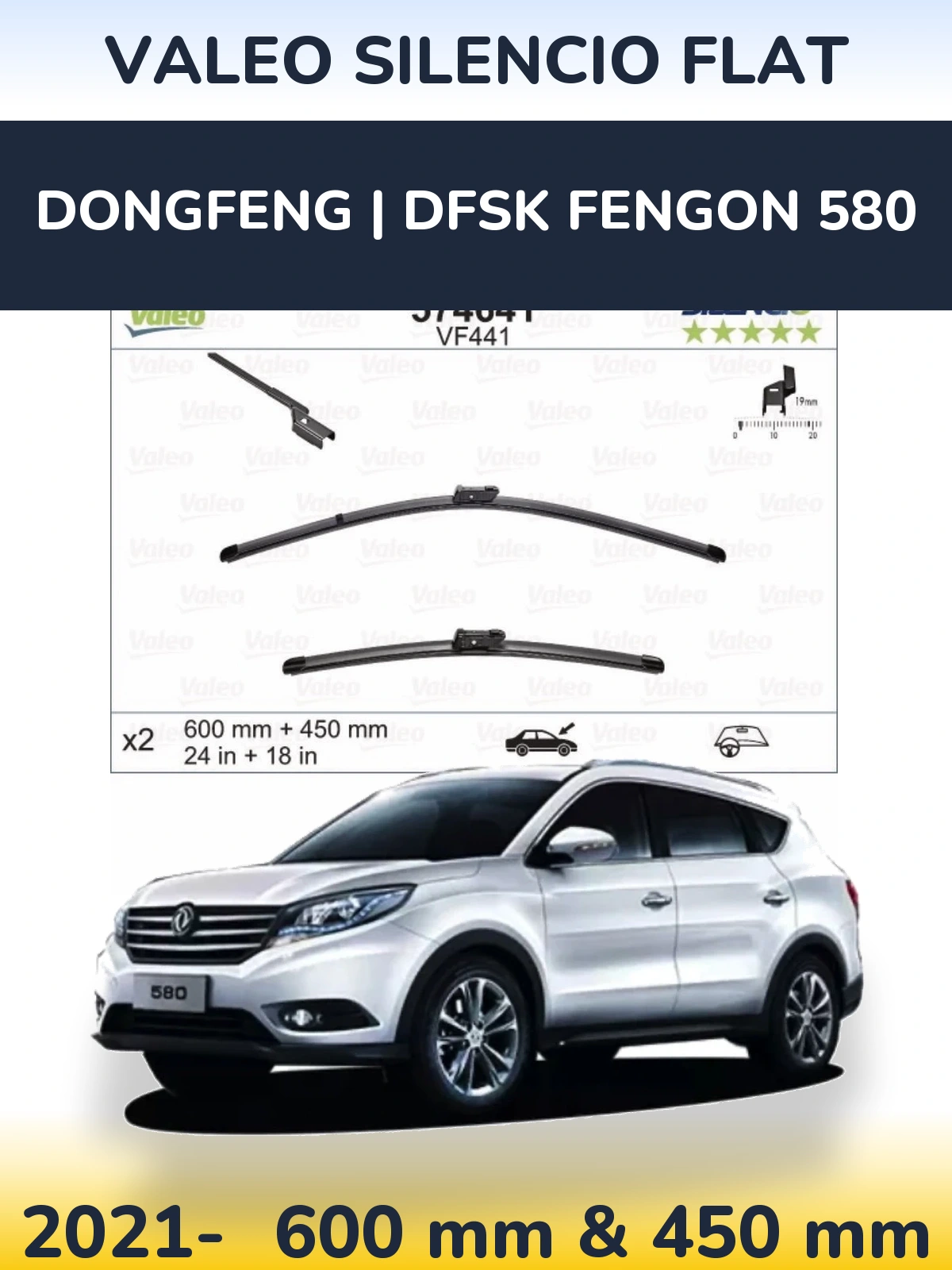 Torkarblad Valeo Silencio Flat för DongFeng | DFSK Fengon 580