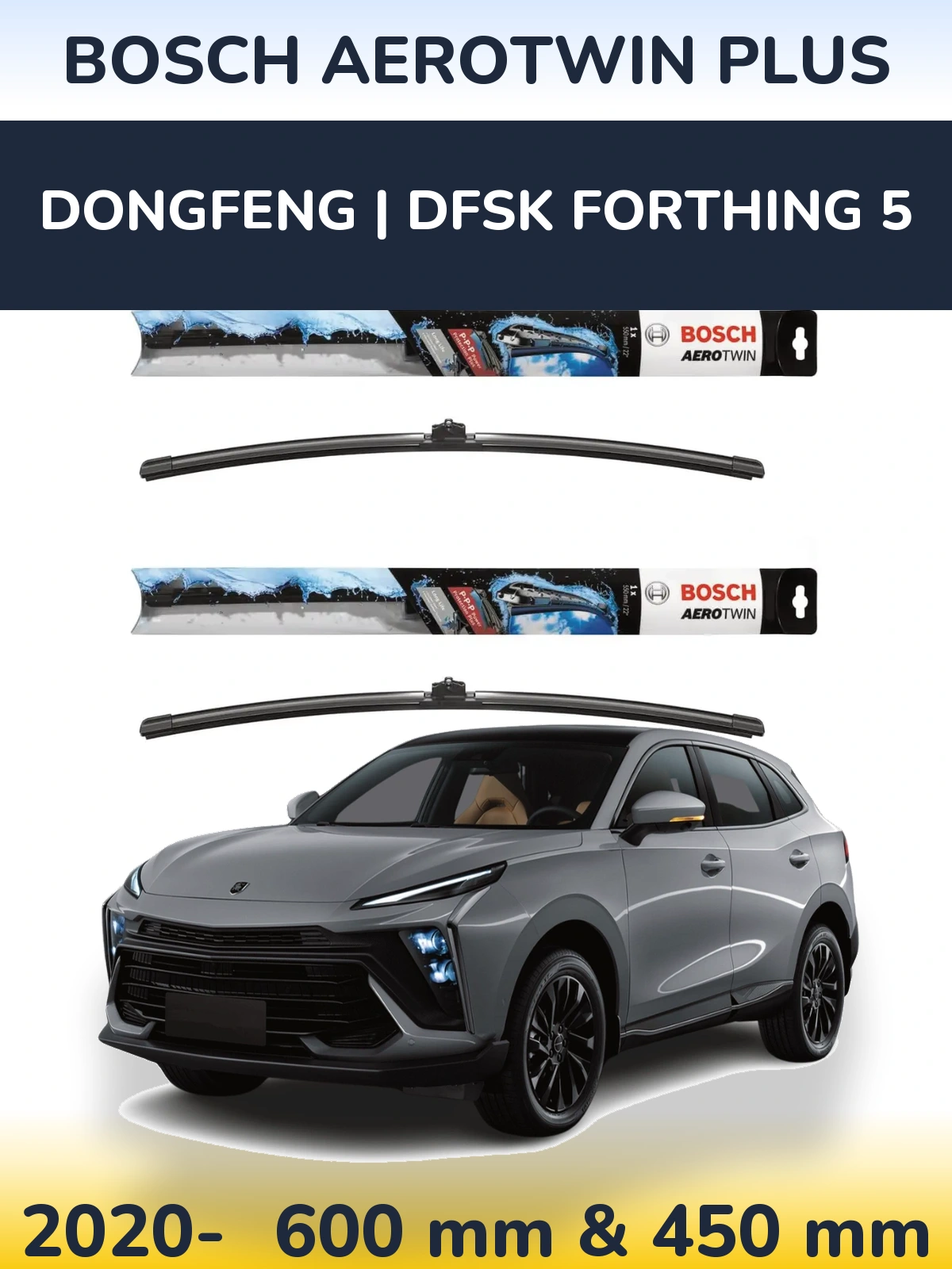 Комплект передних дворников BOSCH AeroTwin Plus 600 & 450 мм для DongFeng | DFSK Forthing 5 2020-2026