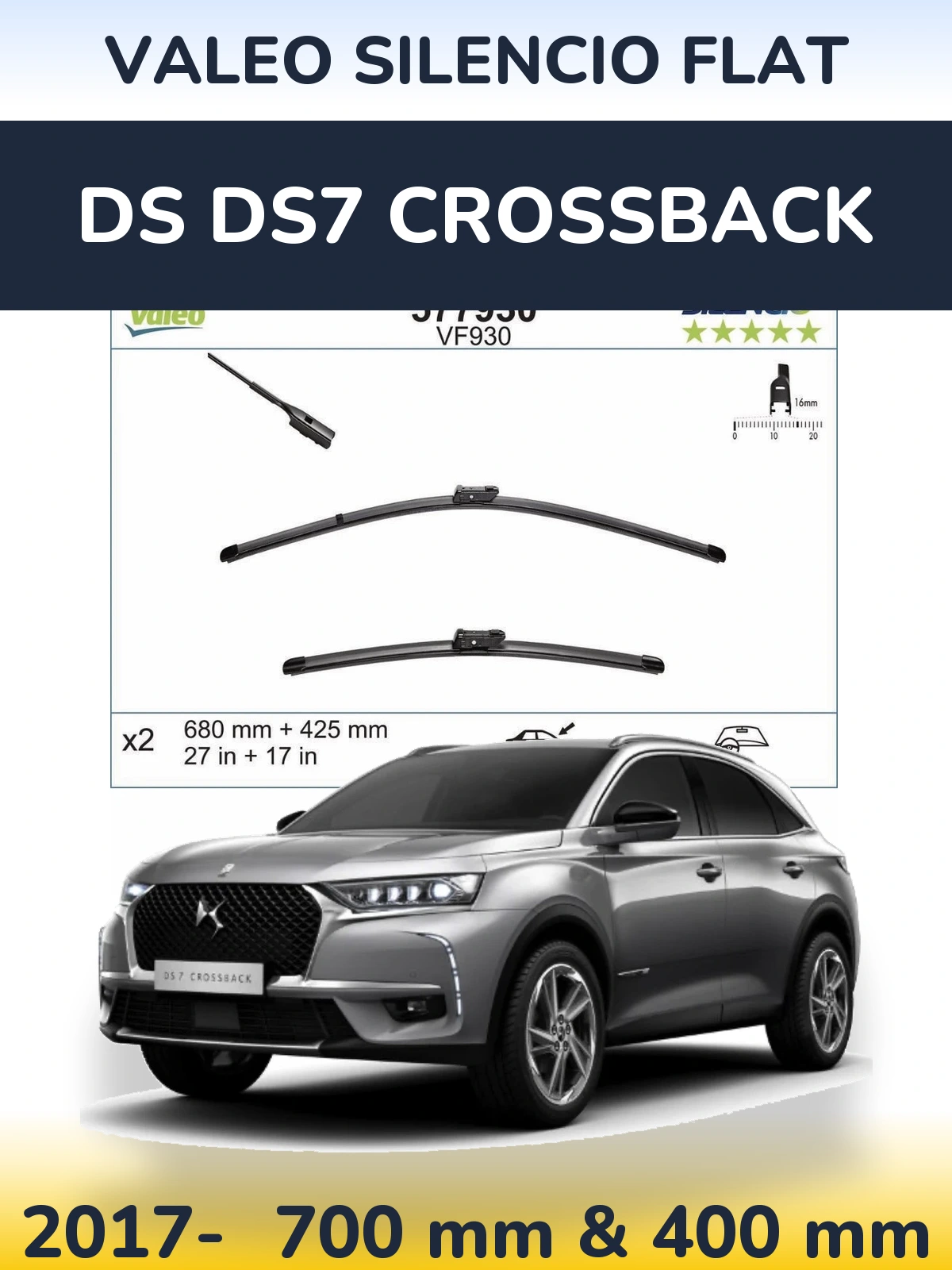 Torkarblad Valeo Silencio Flat för DS DS7 Crossback