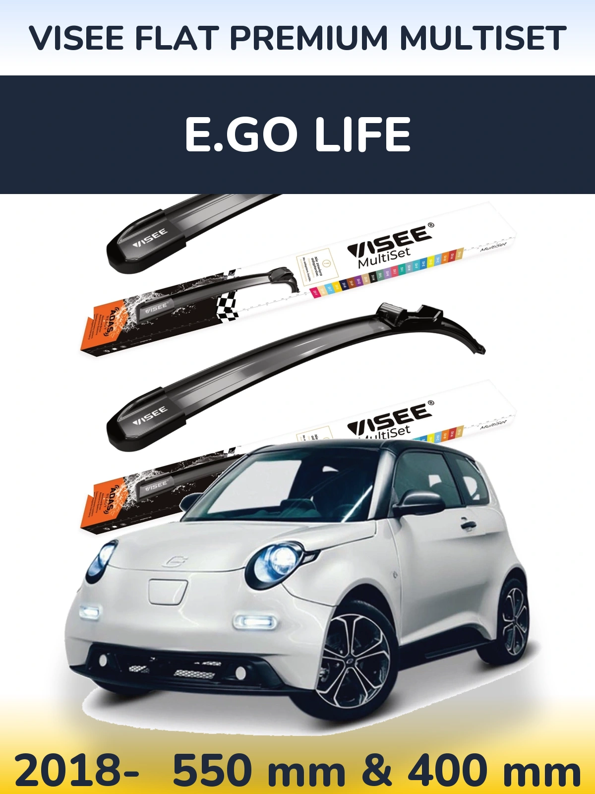 Torkarblad VISEE FLAT PREMIUM MultiSet för E.GO life