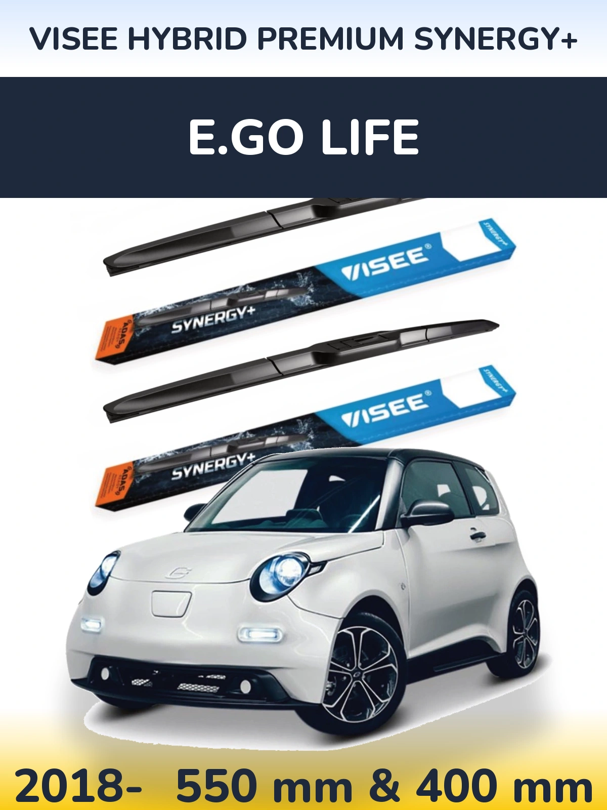 Комплект передніх щіток VISEE HYBRID PREMIUM SYNERGY+ 550 & 400 мм для E.GO life 2018-2026