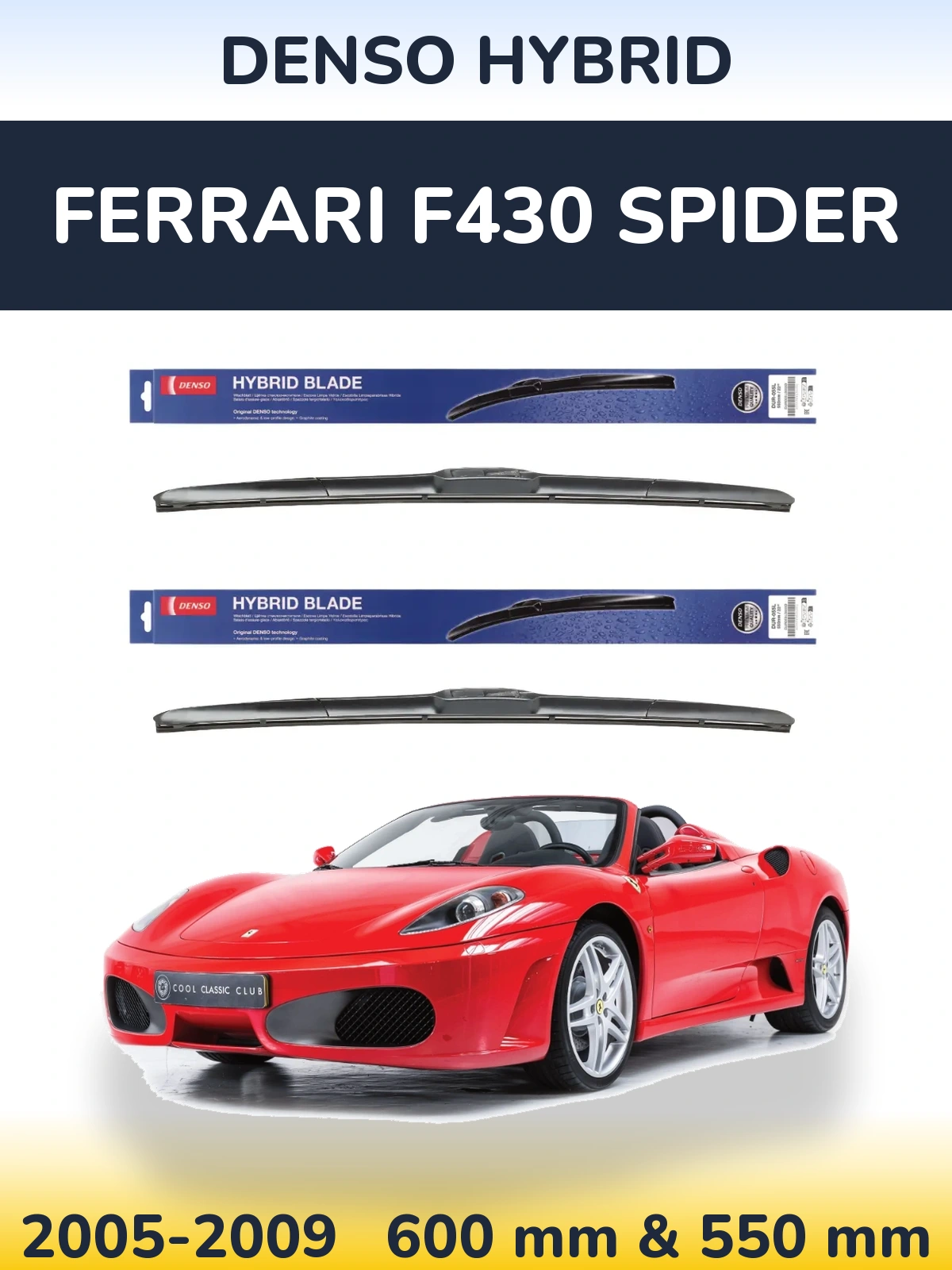Комплект передних дворников Denso Hybrid 600 & 550 мм для Ferrari F430 Spider 2005-2009