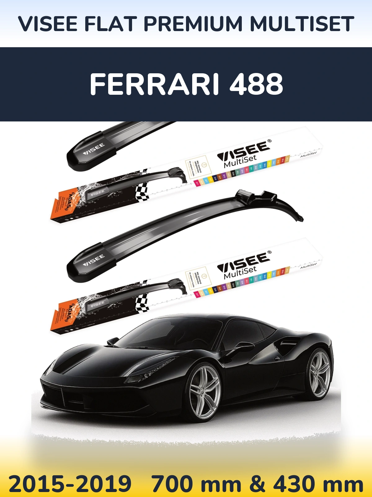 Torkarblad VISEE FLAT PREMIUM MultiSet för Ferrari 488