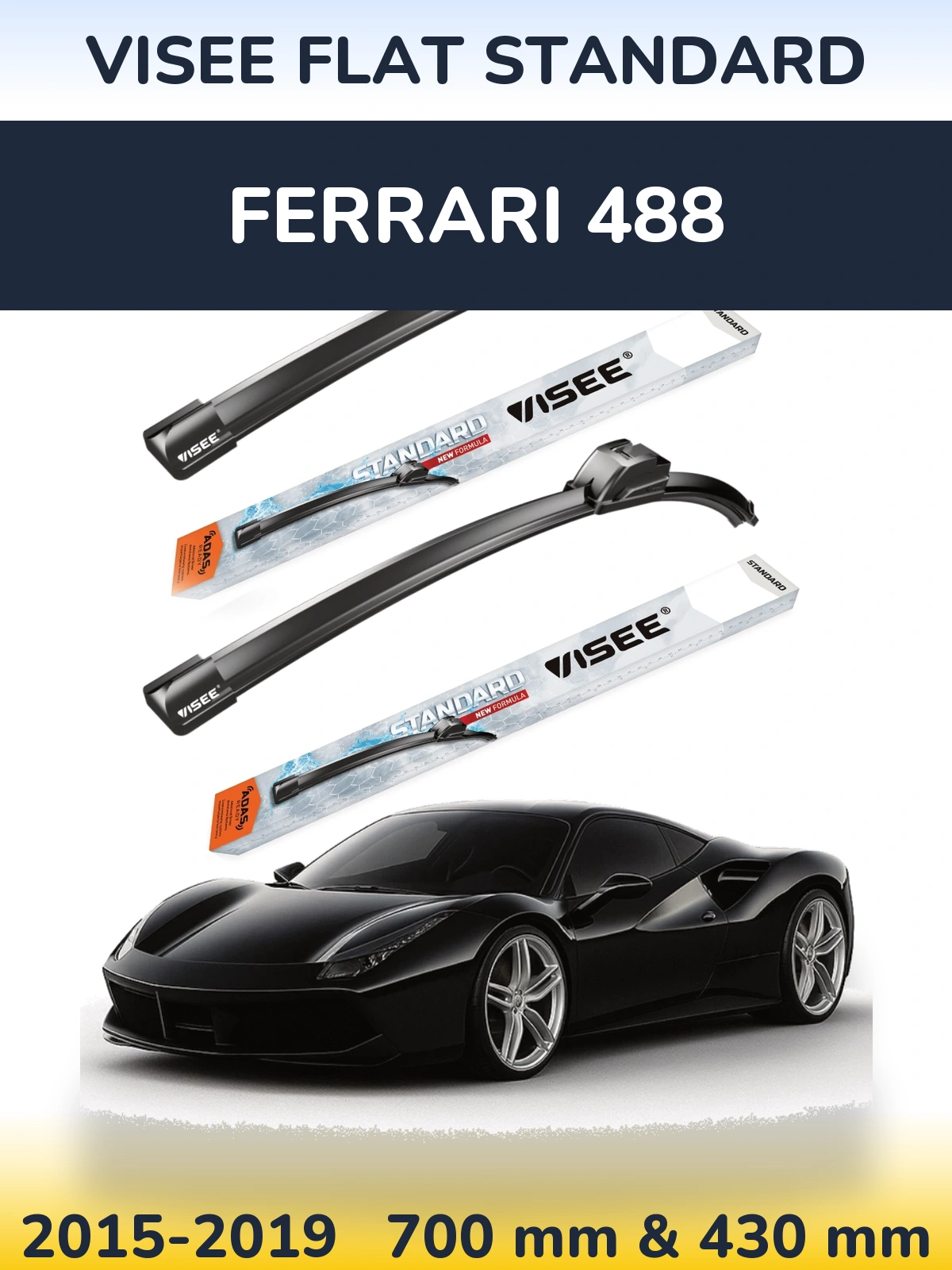 Torkarblad VISEE FLAT STANDARD för Ferrari 488