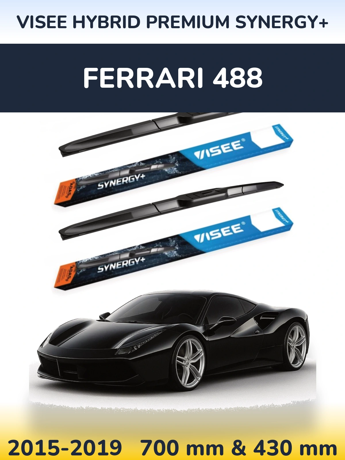 Torkarblad VISEE HYBRID PREMIUM SYNERGY+ för Ferrari 488