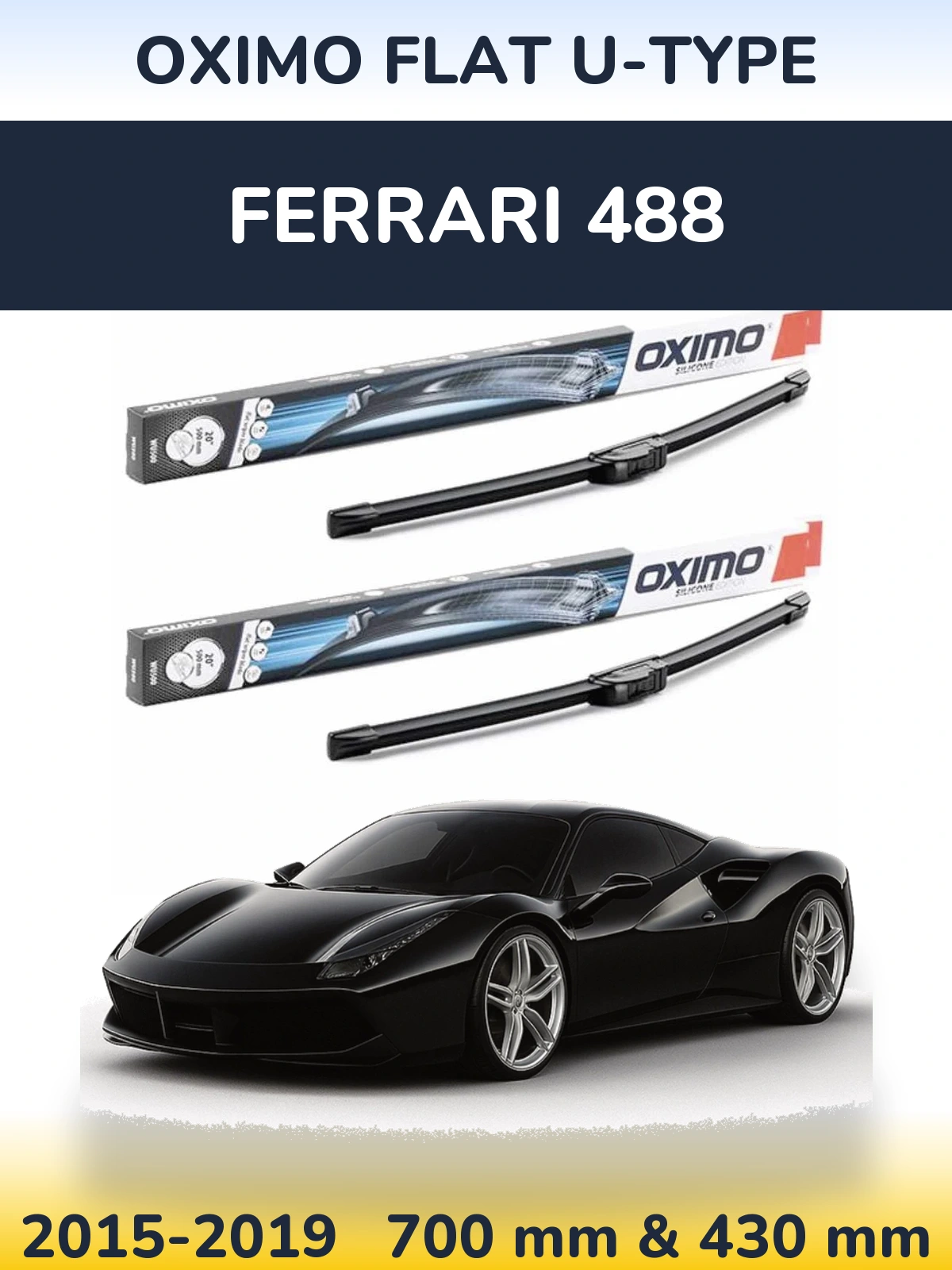 Torkarblad Oximo Flat U-type för Ferrari 488