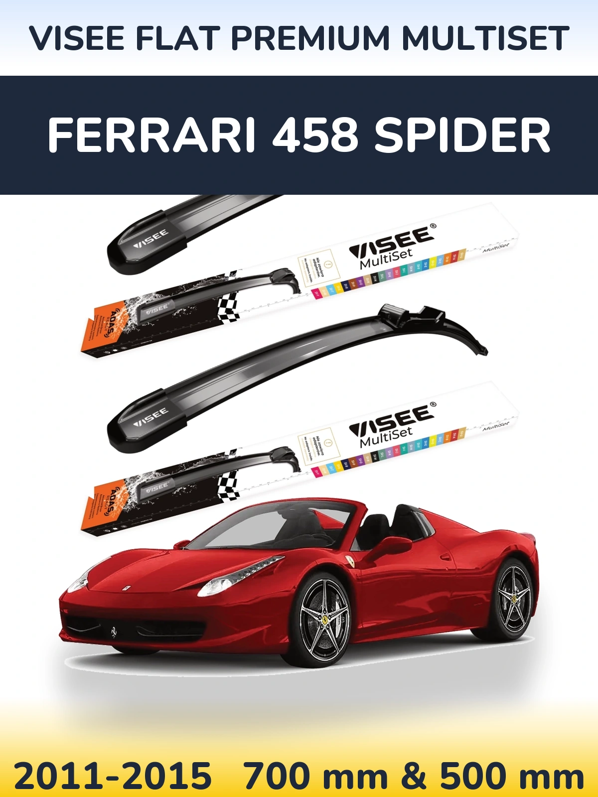 Torkarblad VISEE FLAT PREMIUM MultiSet för Ferrari 458 Spider