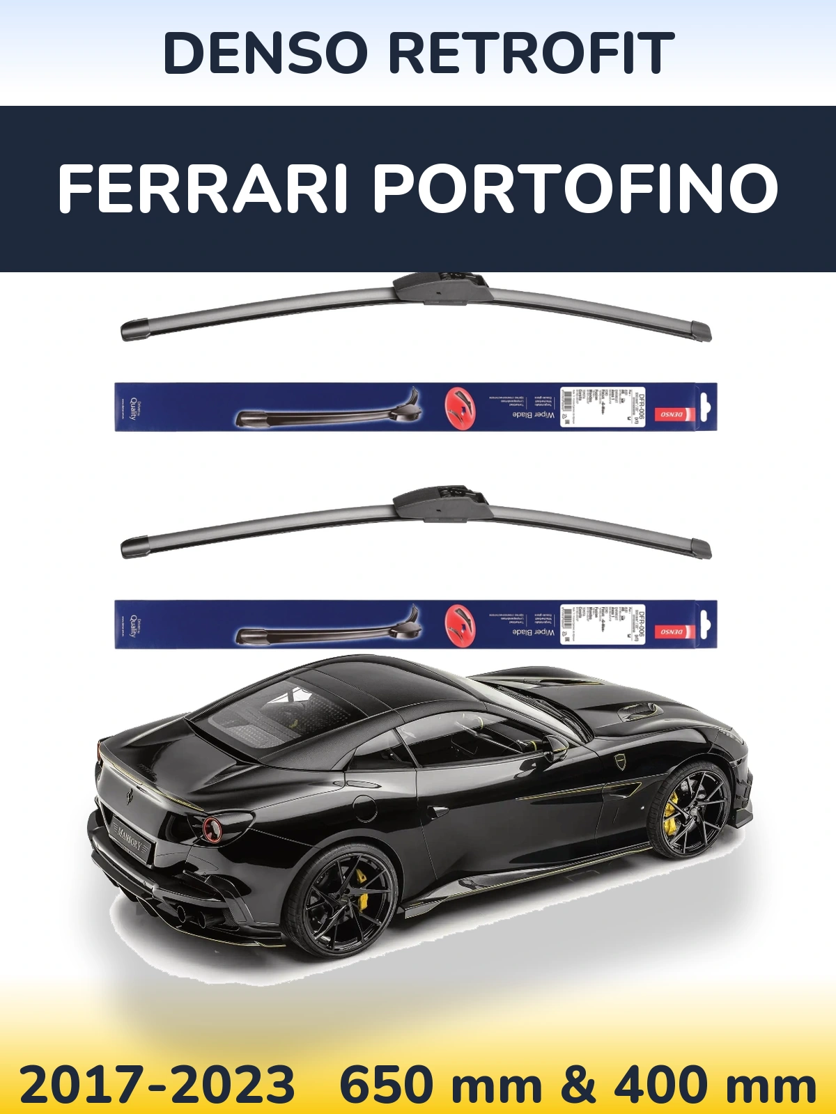 Комплект передних дворников Denso Retrofit 650 & 400 мм для Ferrari Portofino 2017-2023