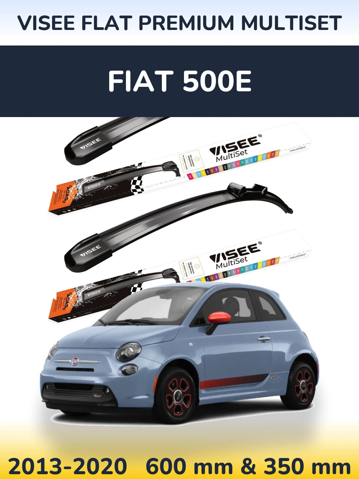 Torkarblad VISEE FLAT PREMIUM MultiSet för Fiat 500e
