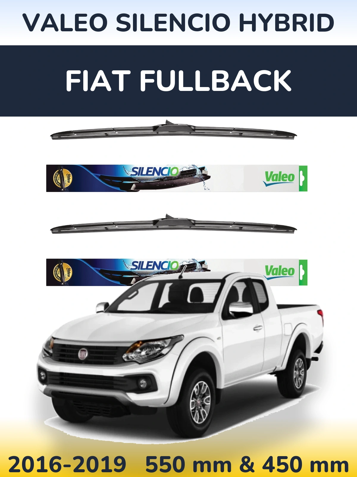 Комплект передних дворников Valeo Silencio Hybrid 550 & 450 мм для Fiat Fullback 2016-2019